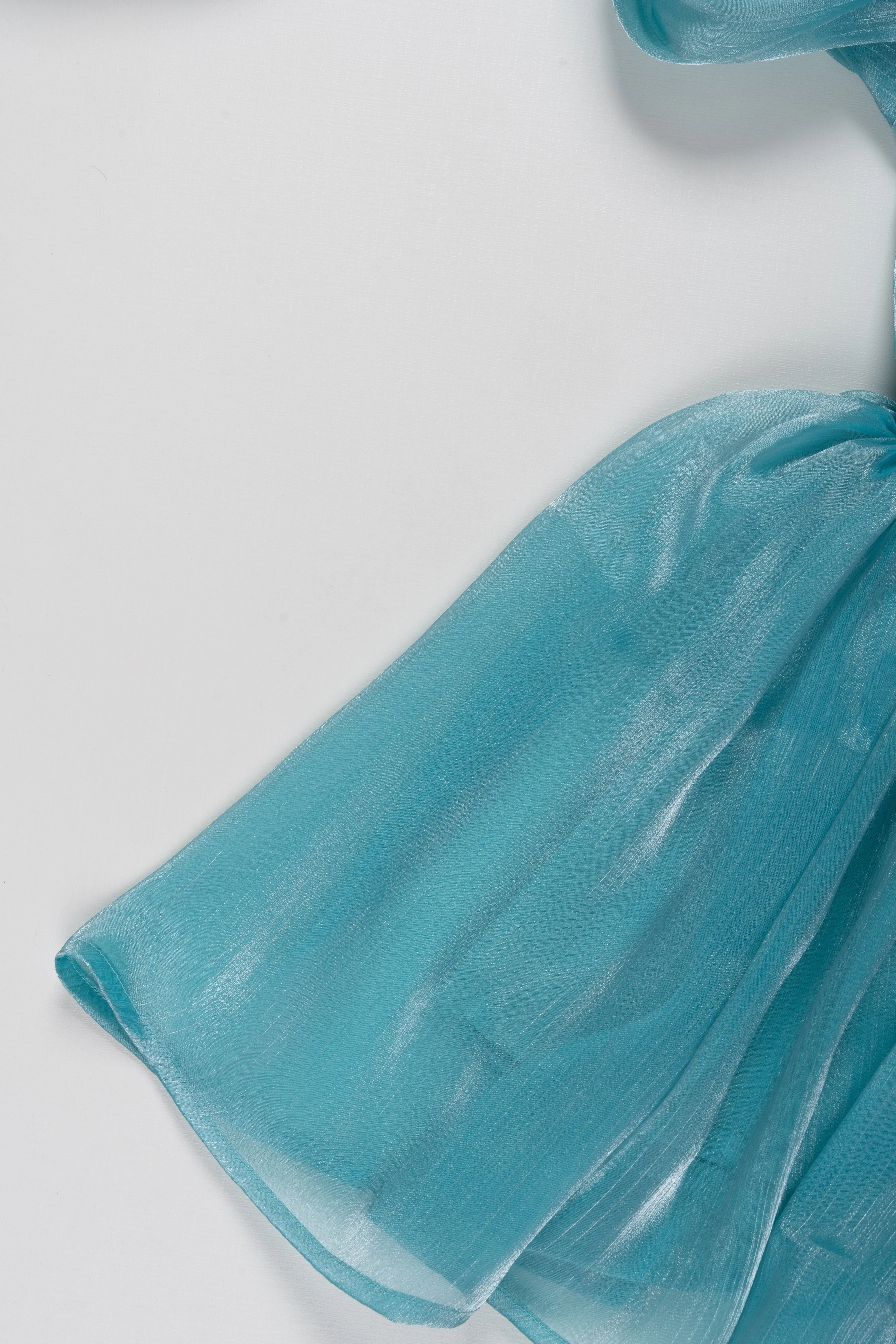 Enchanting Aqua Blue Organza Puff Sleeve Dress for Kids