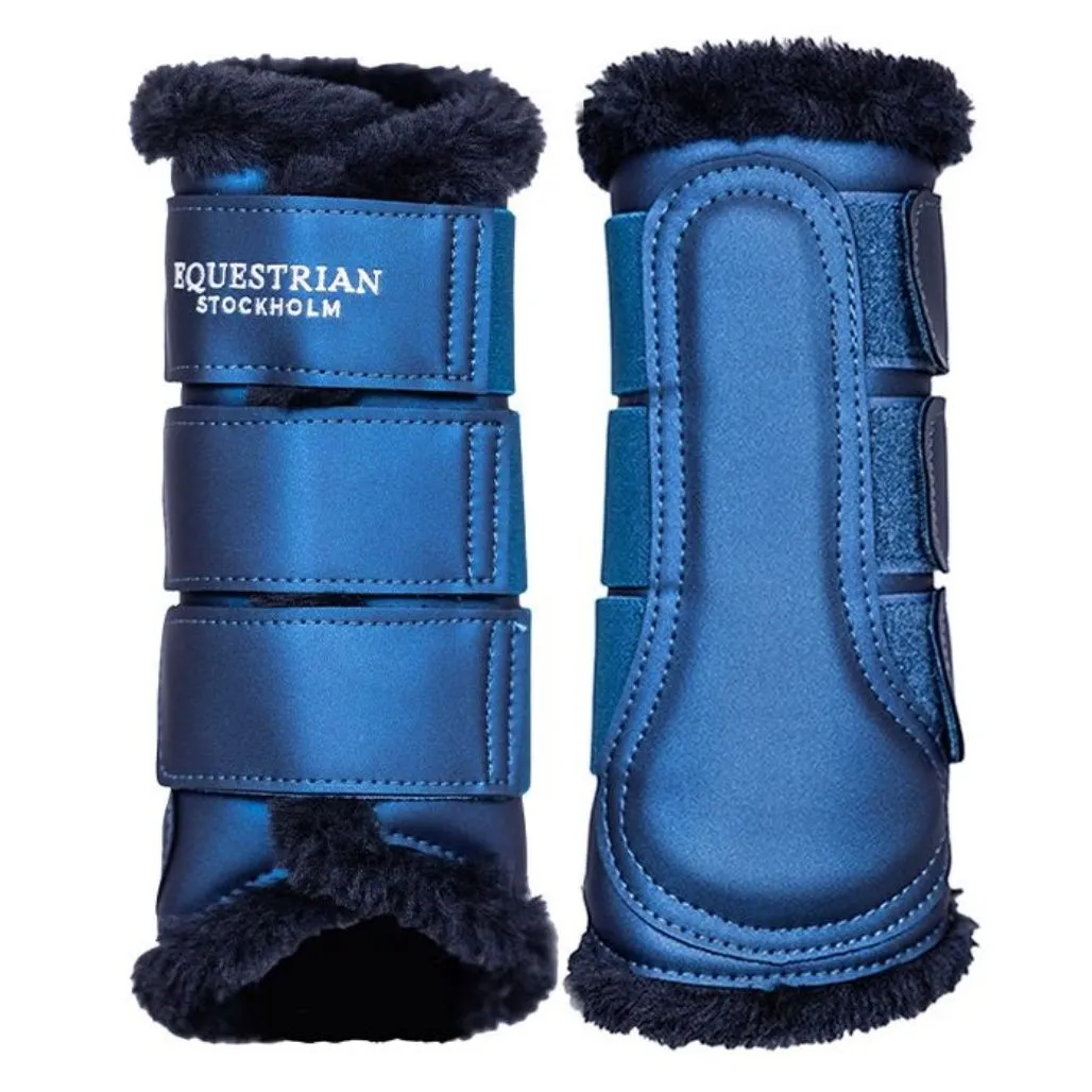 Equestrian Stockholm Fleece Lined Brushing Boots Blue Meadow