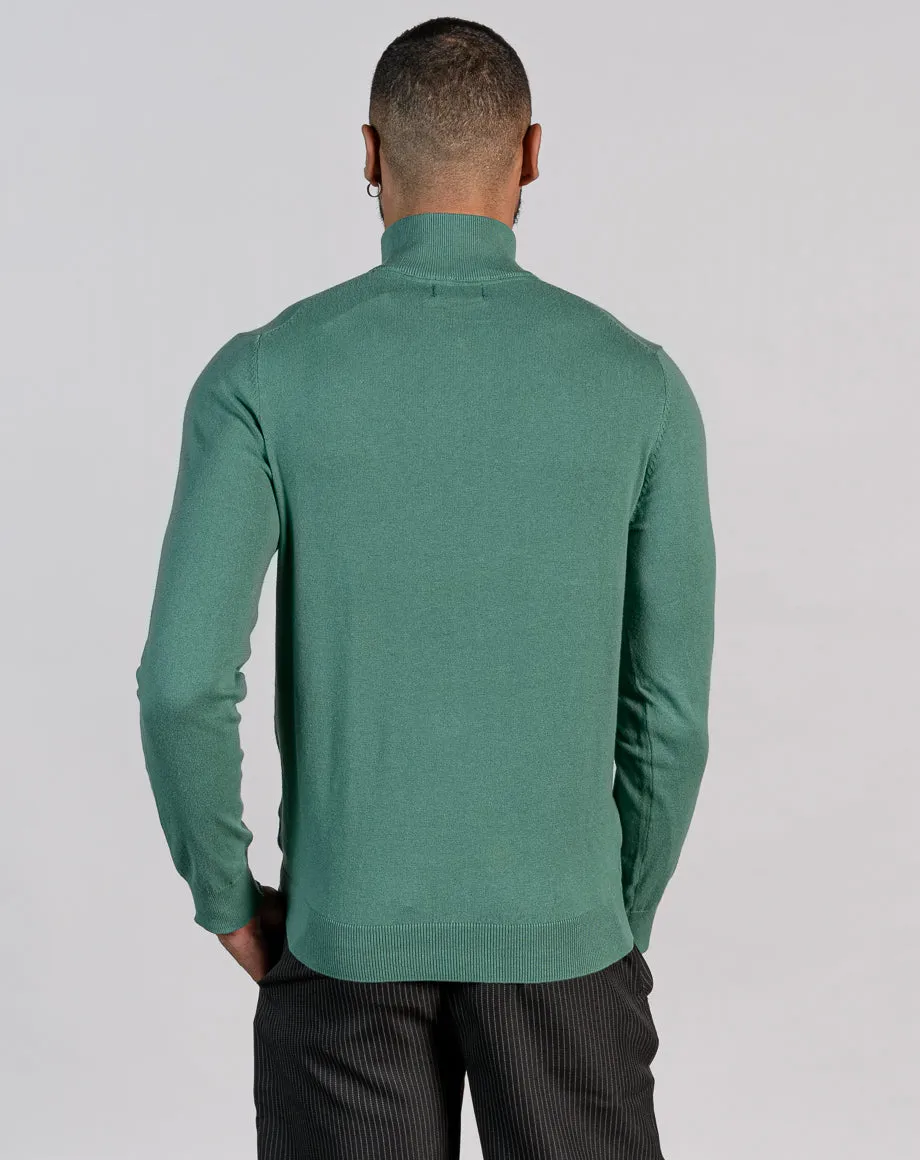 ESSENTIAL HALF ZIP KNITTED JUMPER - AQUA