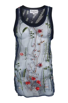 ETALON Steve Canar Blue Floral Illusion Tank Top (S)