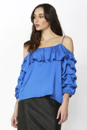 Fate   Becker Dare Cold Shoulder Top in Blue