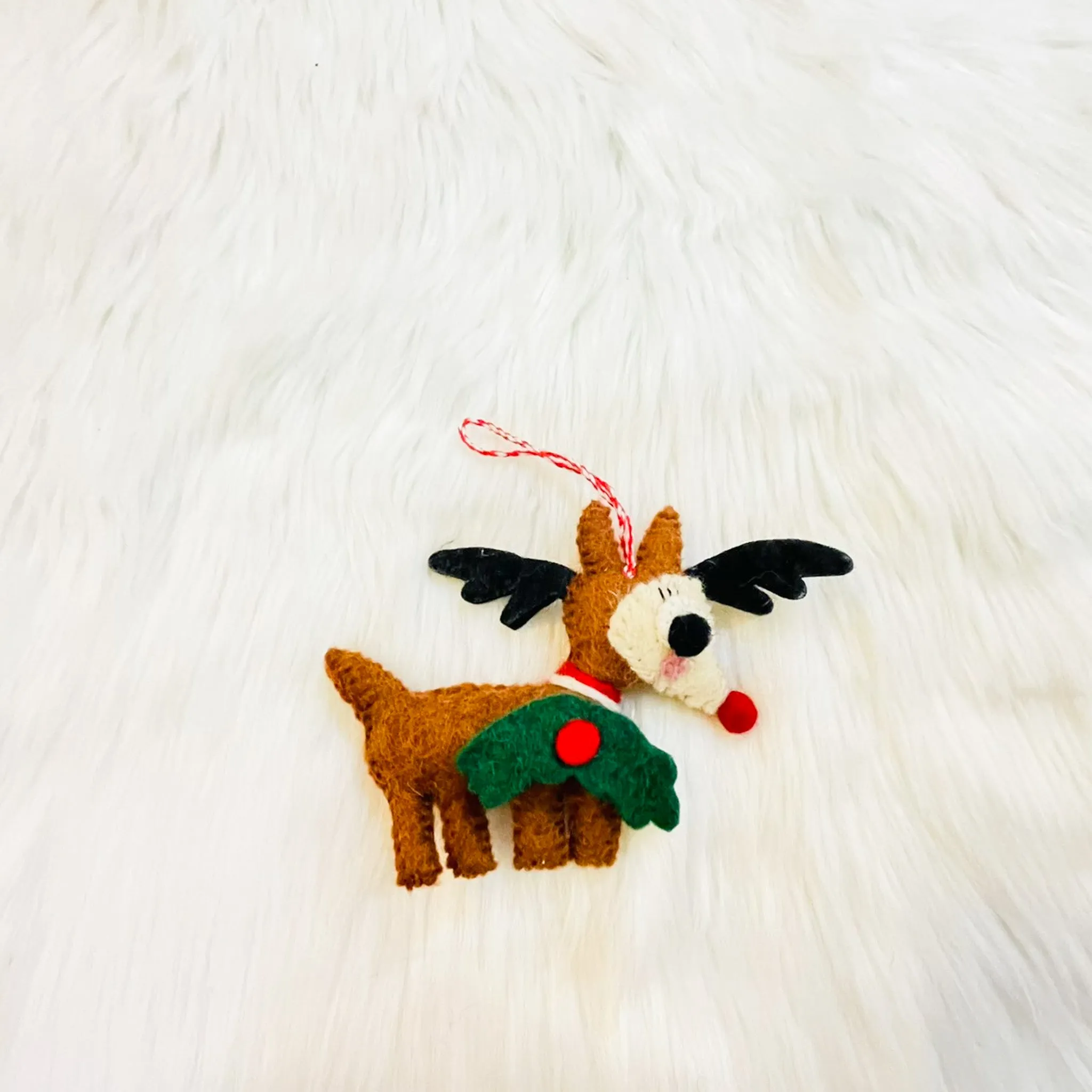 Felted Reindeer Christmas Tree Ornaments