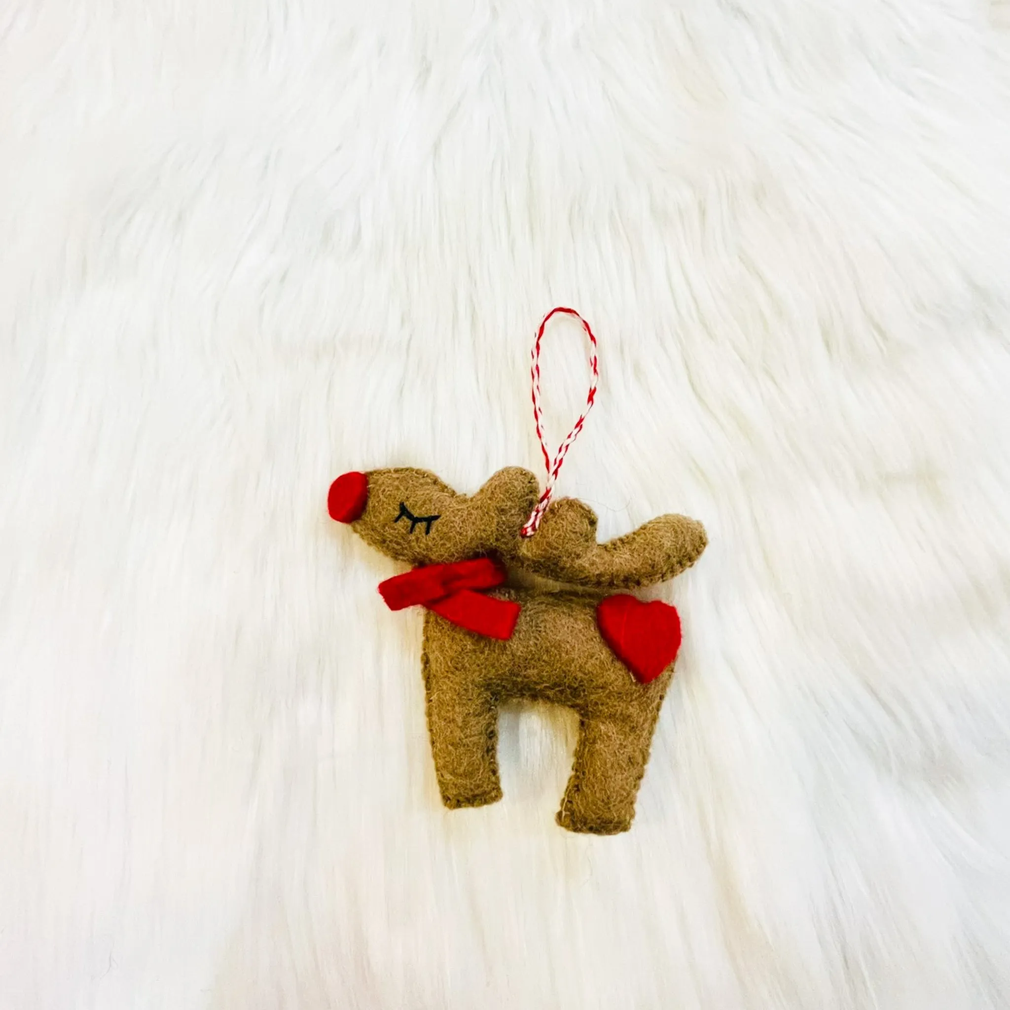 Felted Reindeer Christmas Tree Ornaments