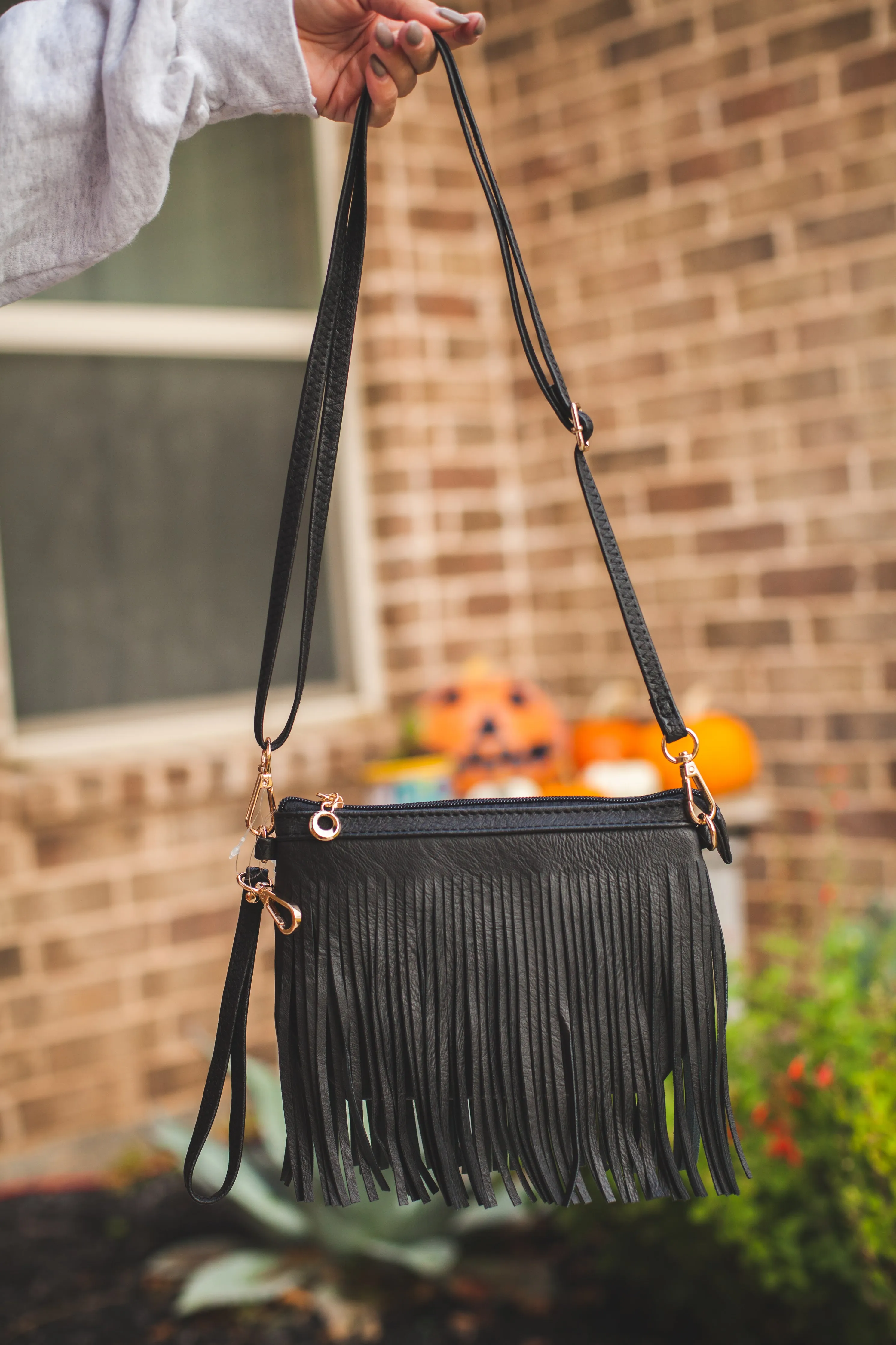 Fringe Crossbody in Black