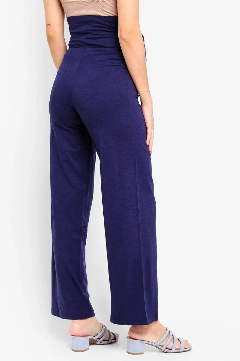 Giselle Bamboo Cotton Wide Matenity Pants Navy