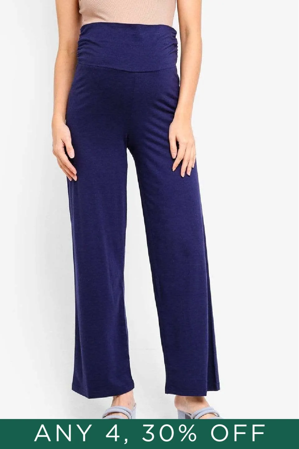 Giselle Bamboo Cotton Wide Matenity Pants Navy