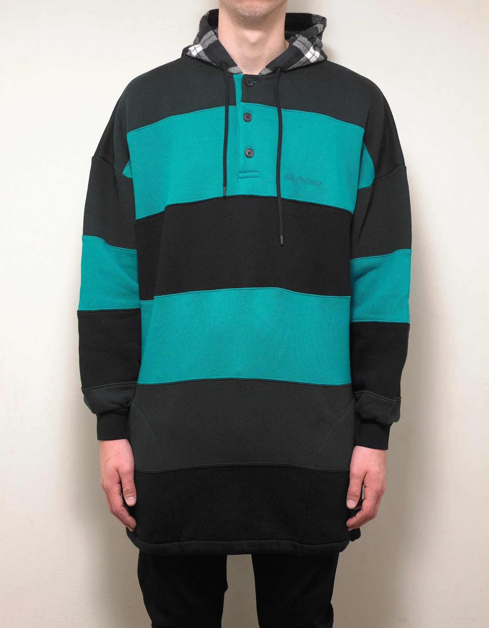 Green & Black Stripe Oversized Hoodie