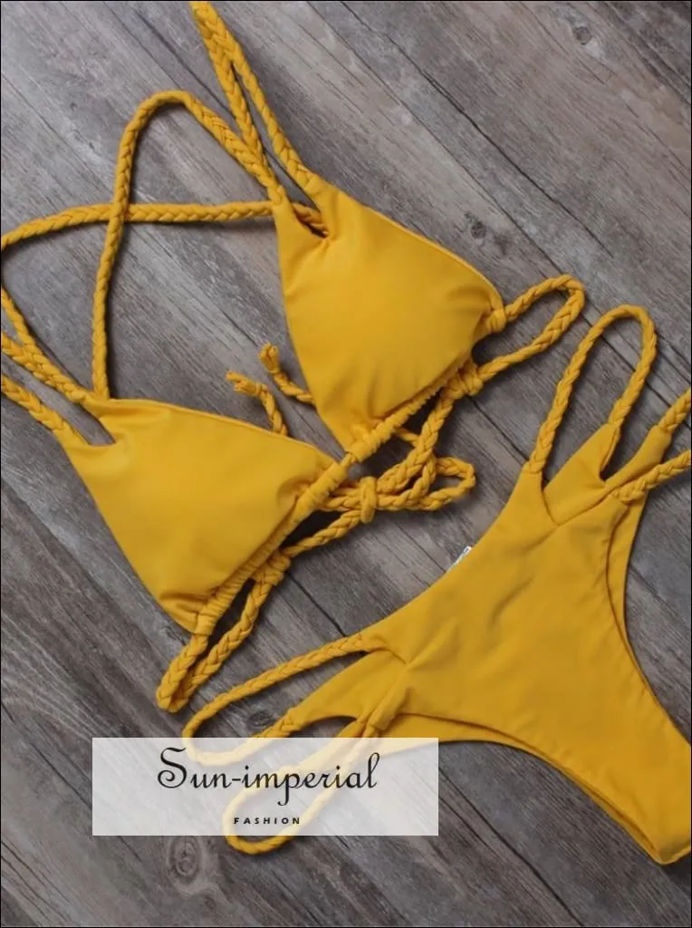 Halter Swimwear Swimsuit Padded Bikini Set