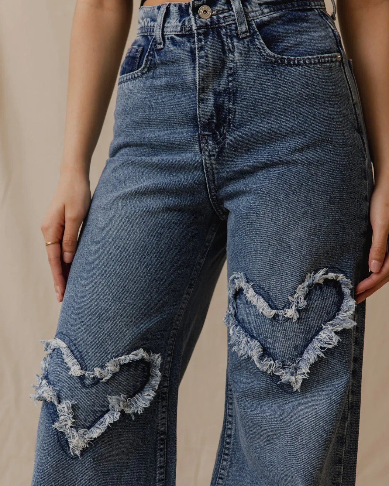 Heart-Shaped Denim Pants