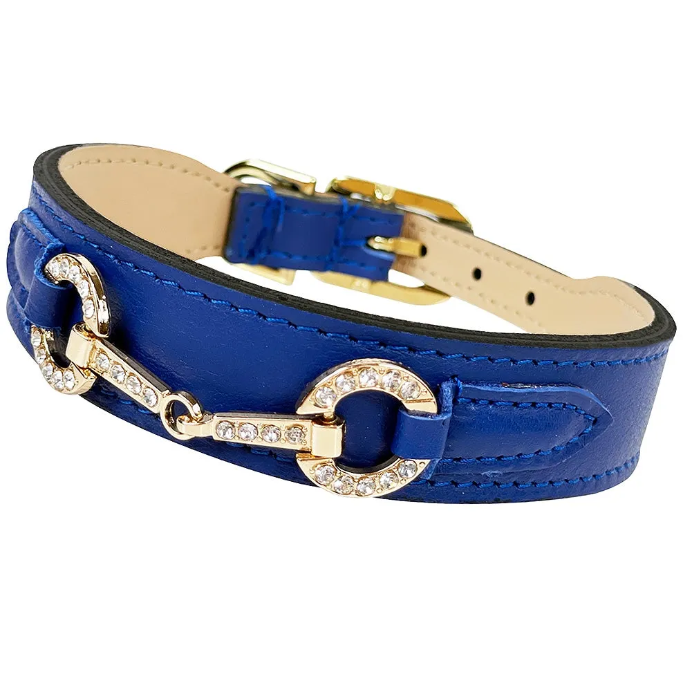 Holiday Dog Collar in Cobalt Blue & Gold