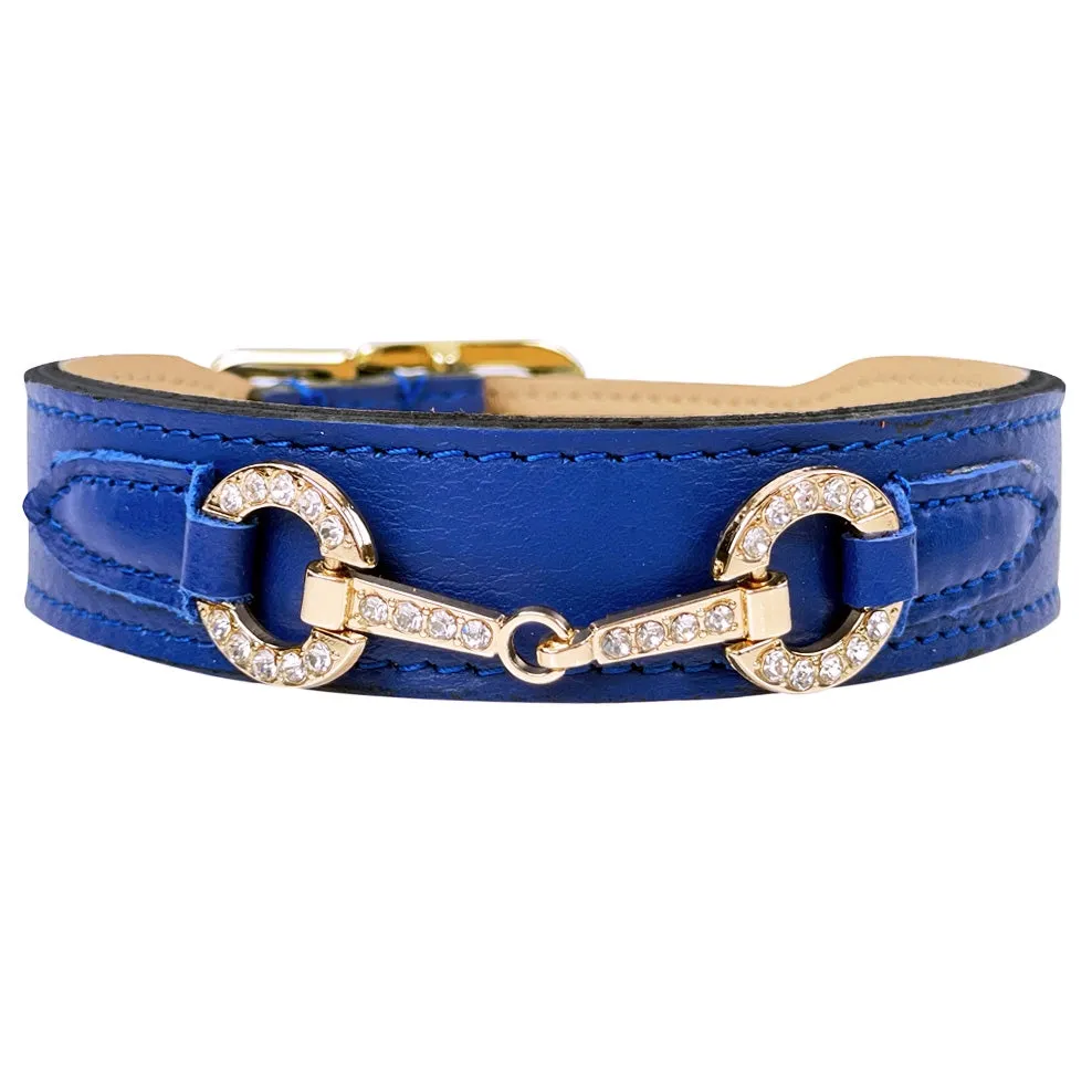 Holiday Dog Collar in Cobalt Blue & Gold