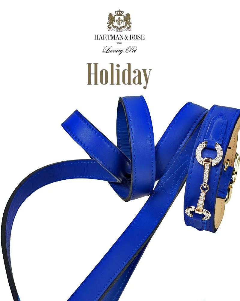 Holiday Dog Collar in Cobalt Blue & Gold