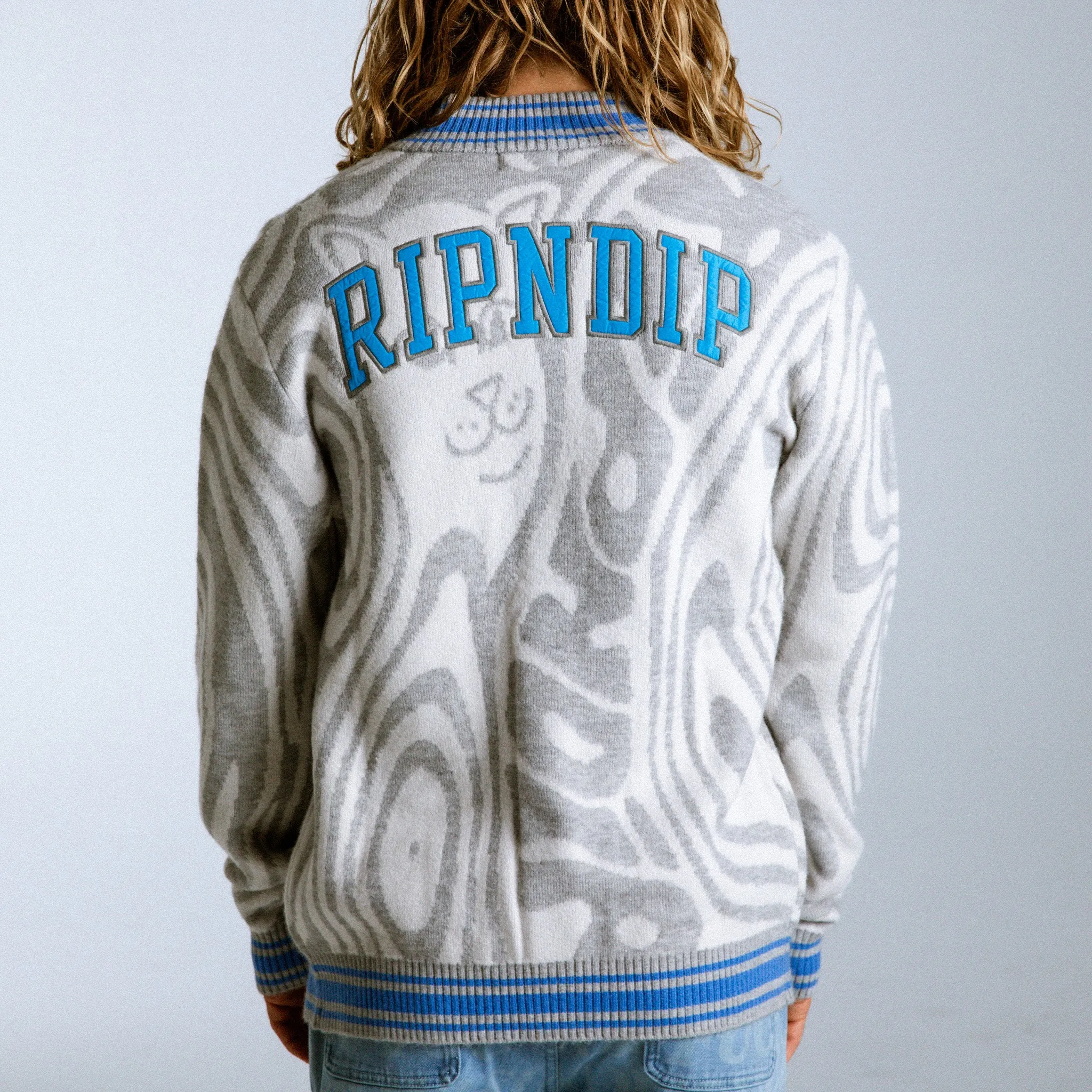 Hypnotic Team Spirit Knit Cardigan (Grey/Light Blue)