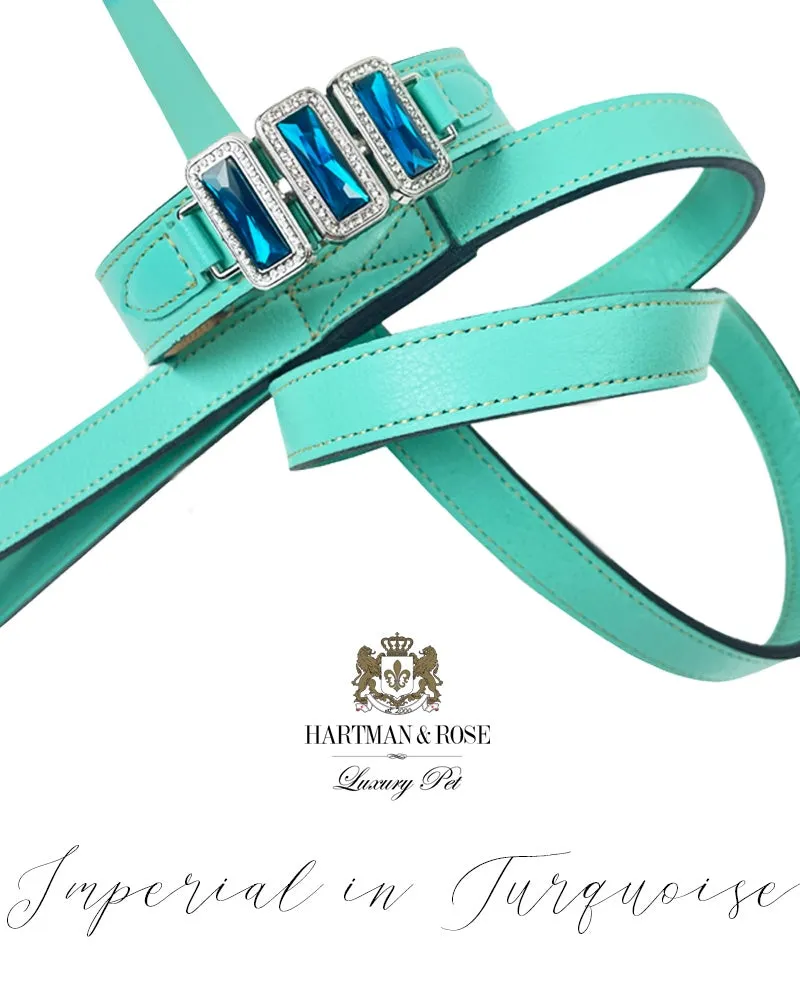 Imperial Dog Leash in Turquoise, Blue Zircon & Nickel