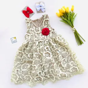 Iris Dress in Pale Yellow Lace