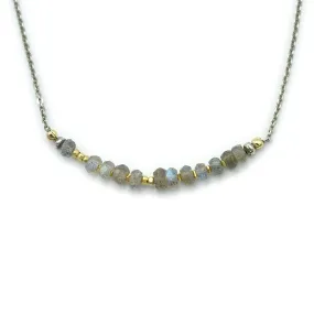 J & I River Of Blue Labradorite Bar Necklace