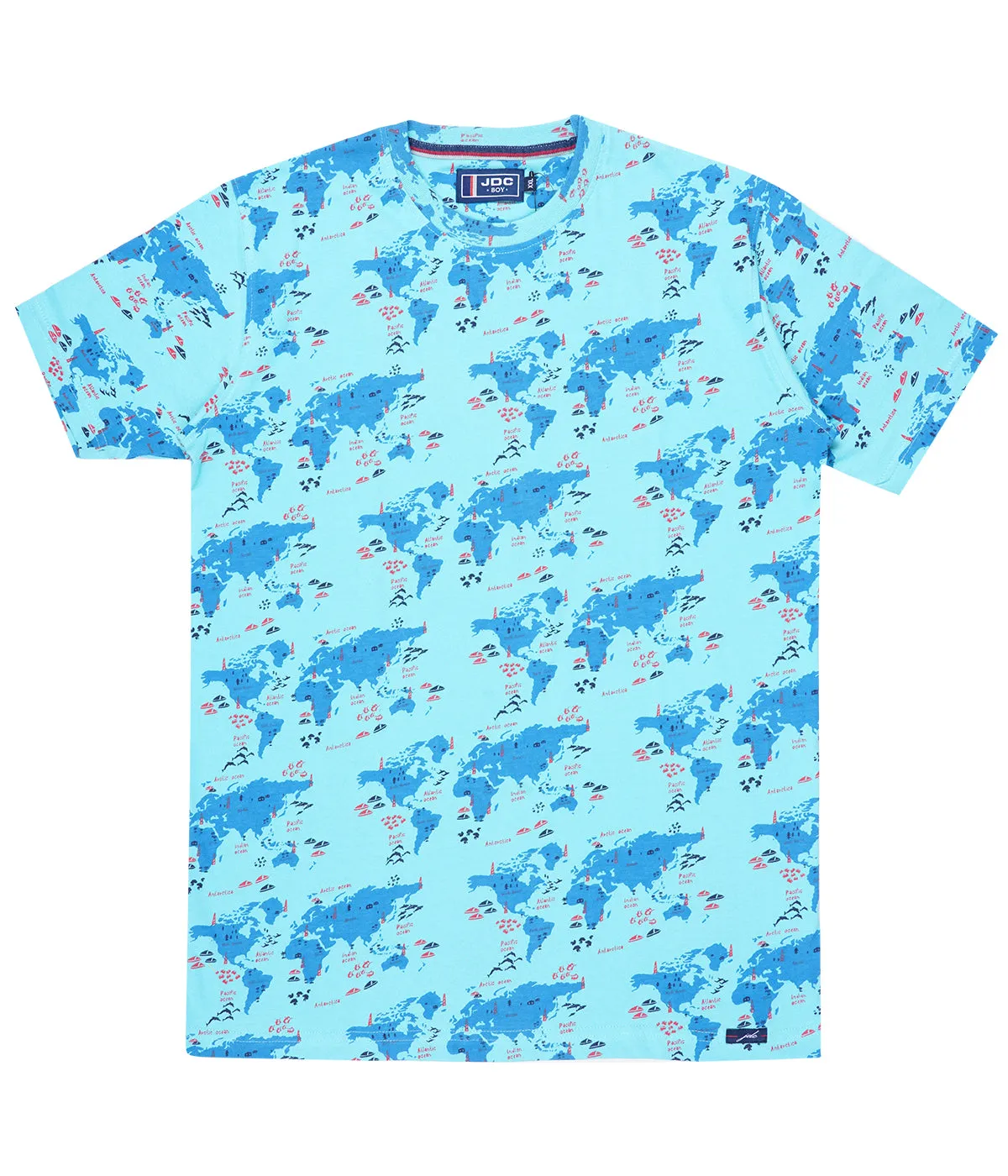 JDC Boy's Sky Blue Printed T-Shirt