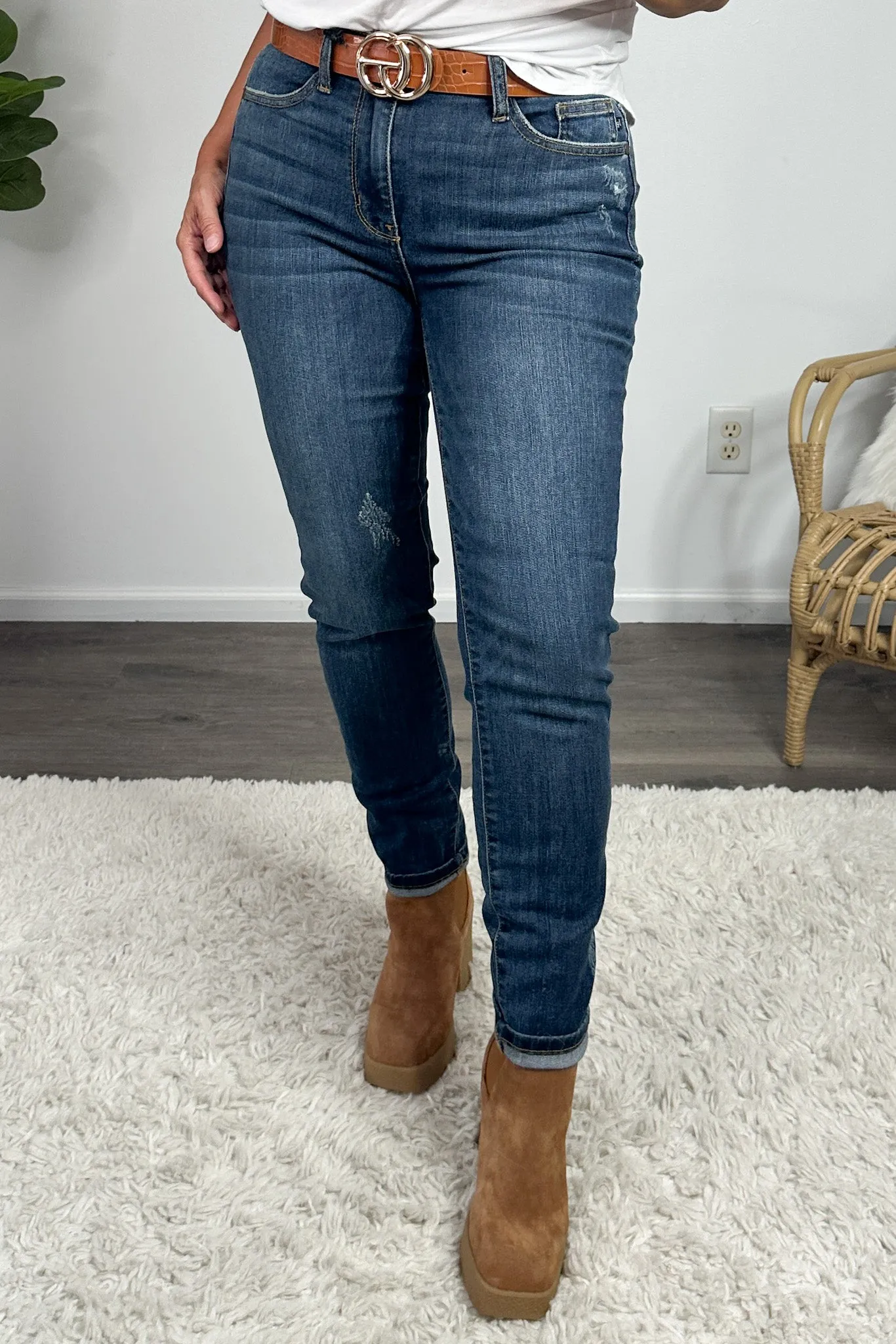 Judy Blue Lenae Mid Rise Relaxed Fit Jean : Dark