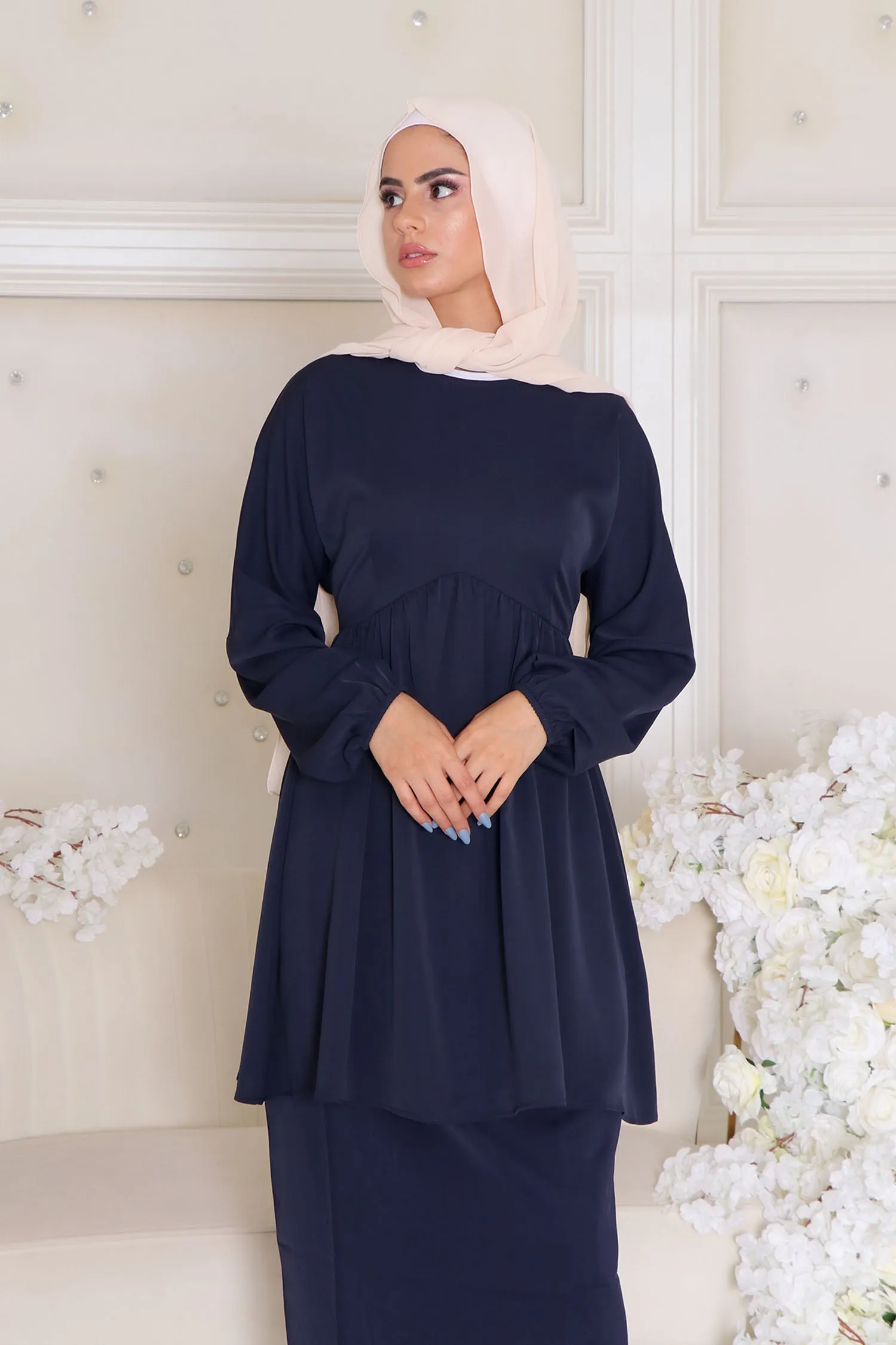 Kim Smock Top- Navy Blue