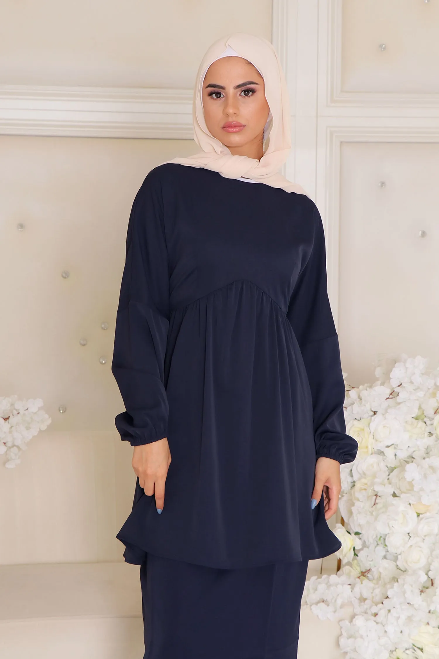 Kim Smock Top- Navy Blue