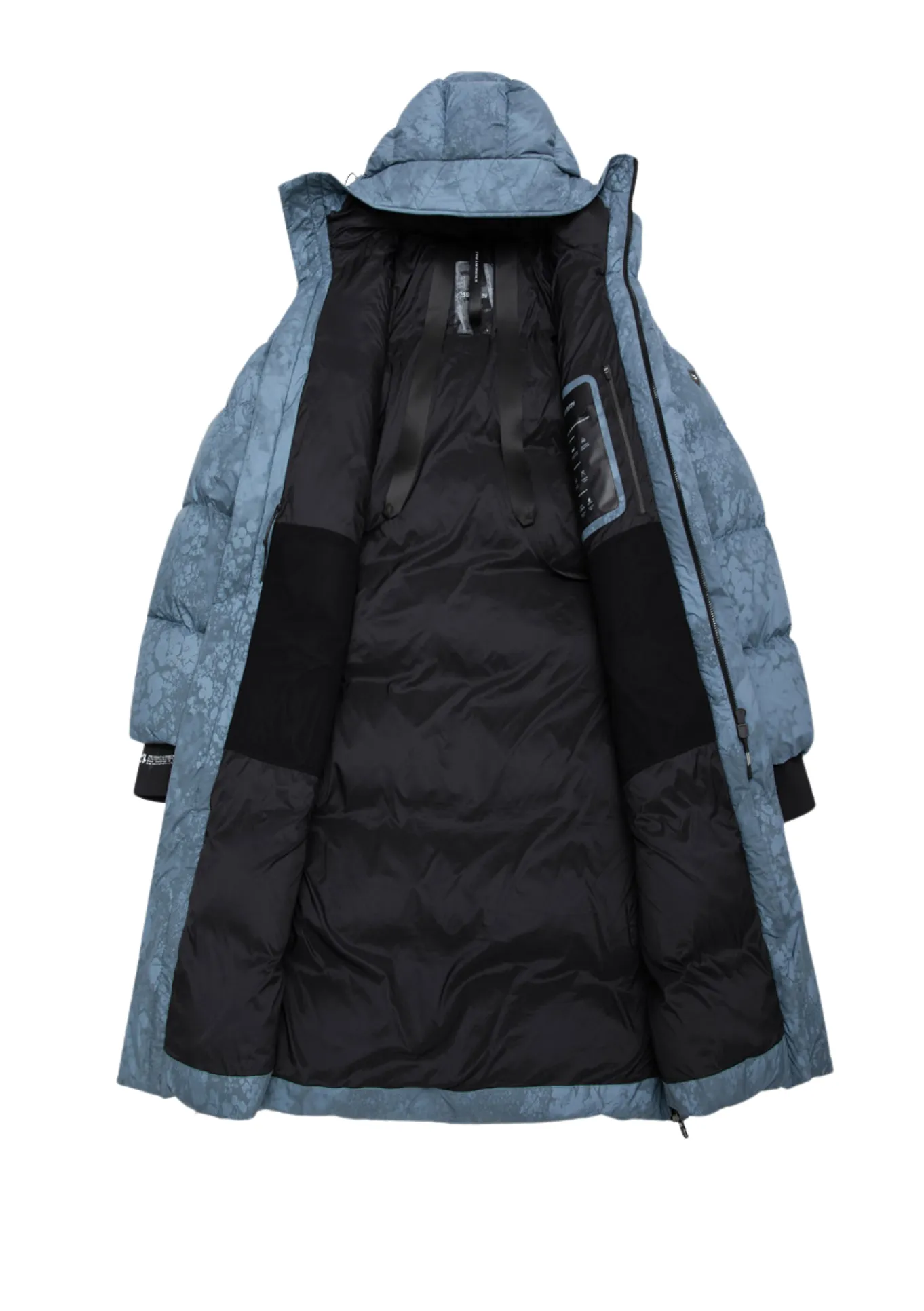 Krakatau Quilted Long Parka Coat (Blue Print)