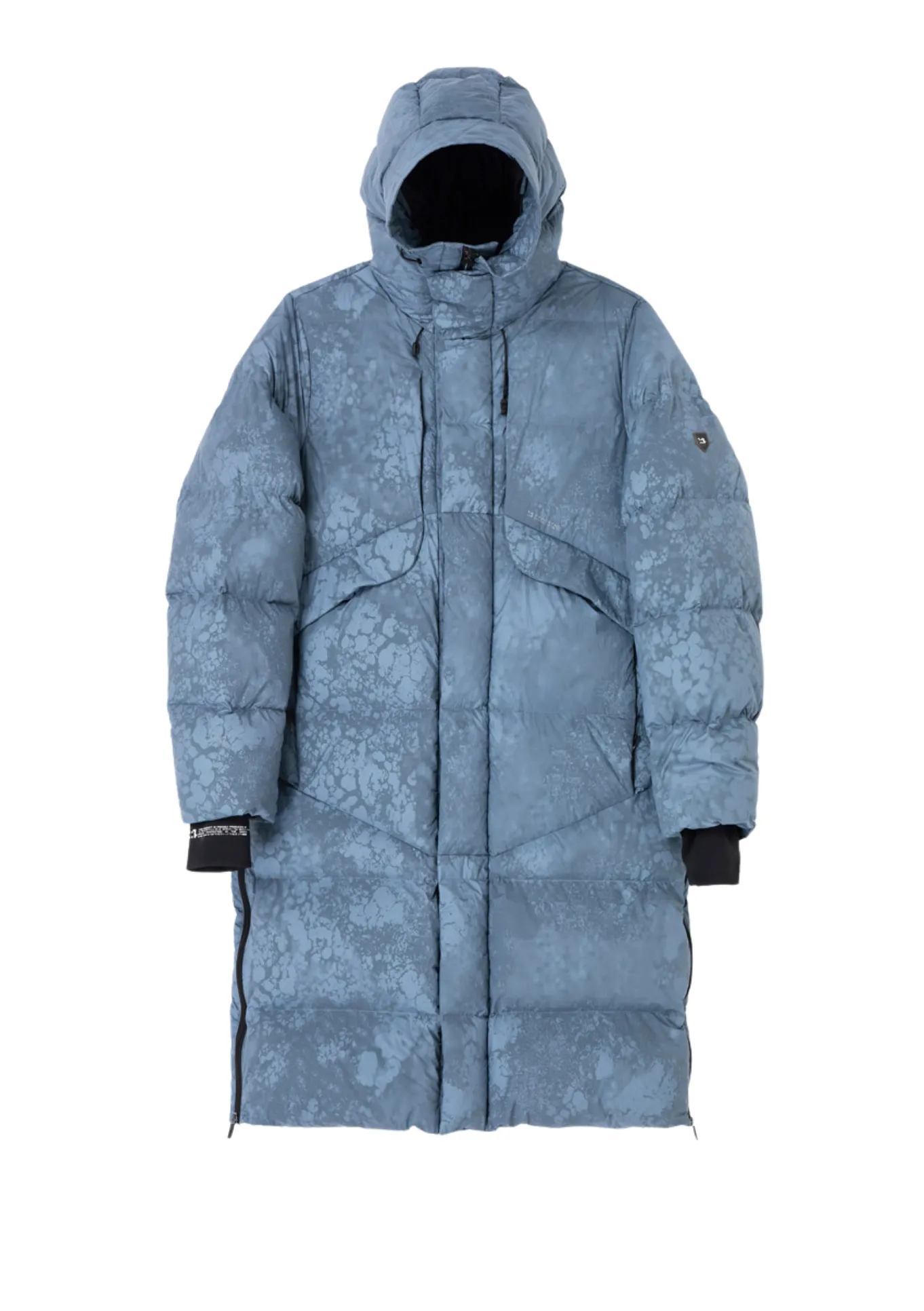 Krakatau Quilted Long Parka Coat (Blue Print)