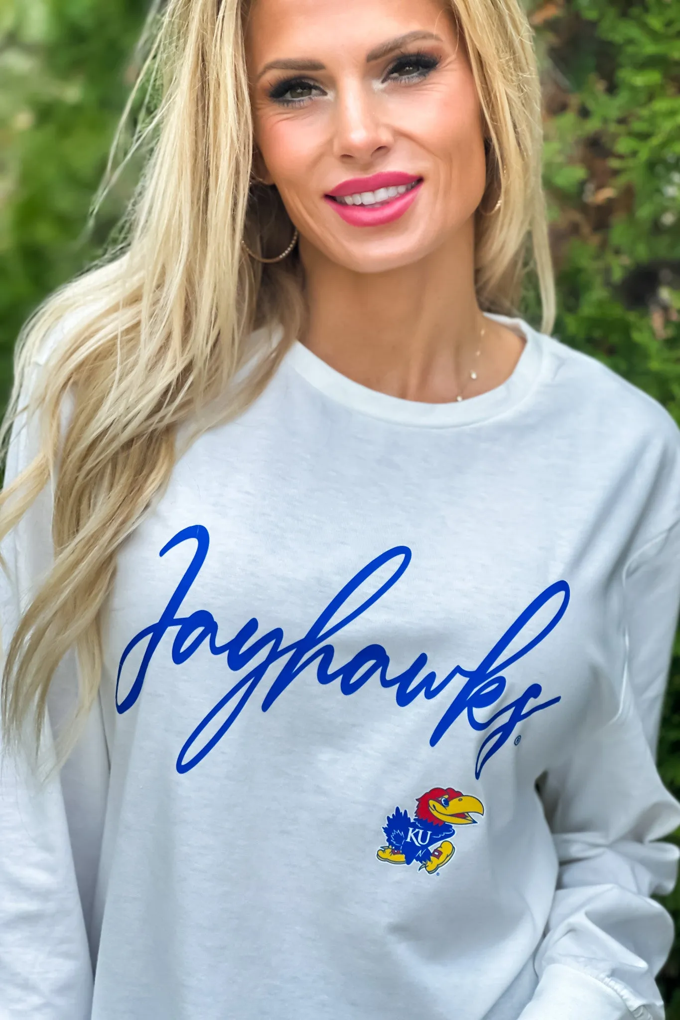 KS Jayhawks Win The Day Boyfriend Tee : White/Blue