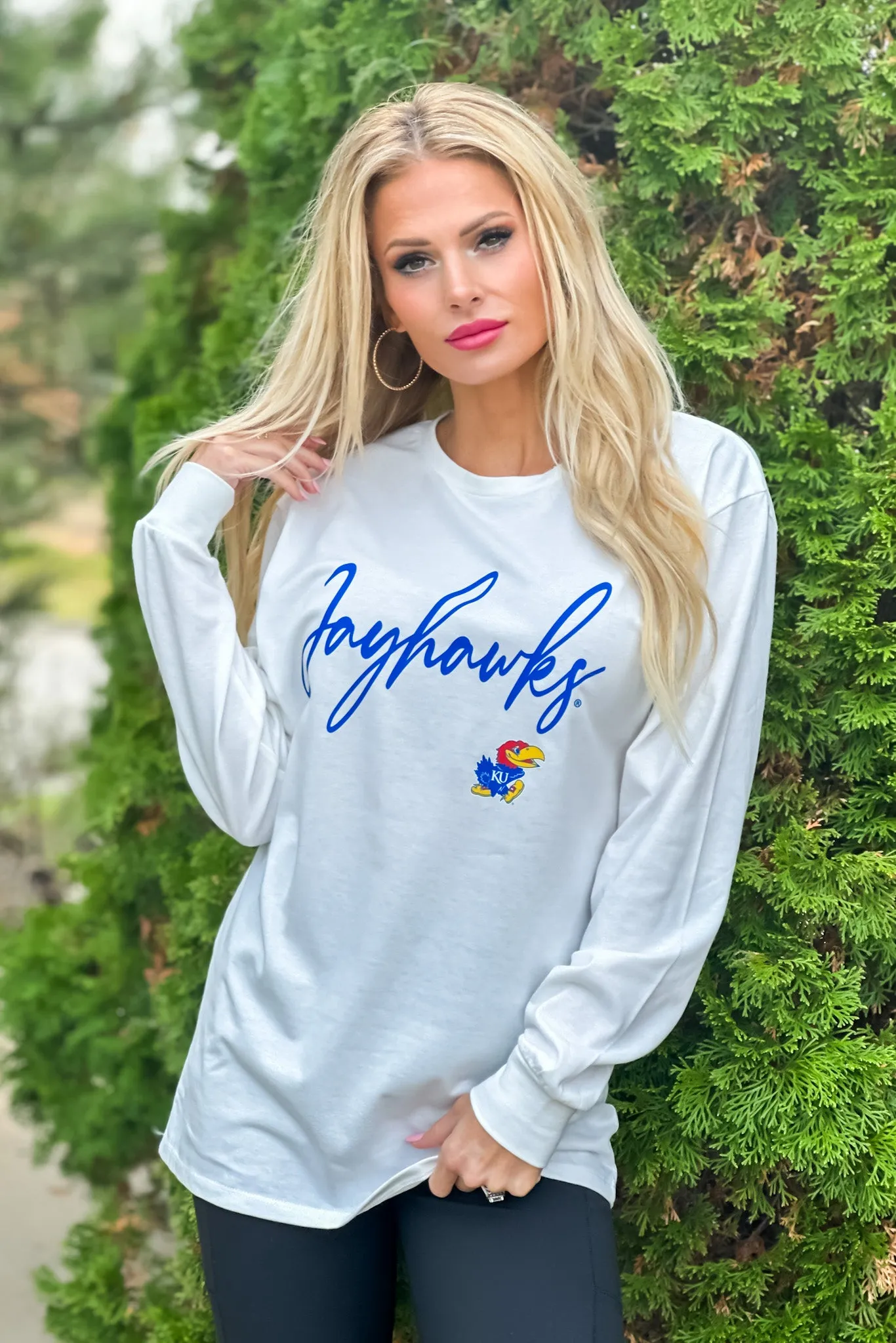 KS Jayhawks Win The Day Boyfriend Tee : White/Blue