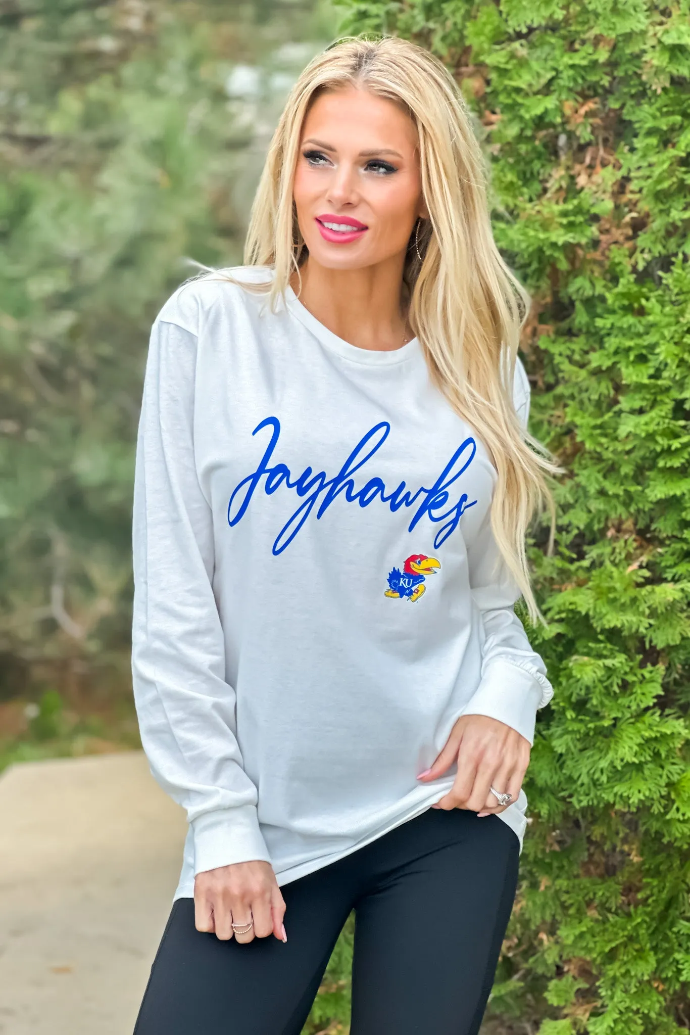 KS Jayhawks Win The Day Boyfriend Tee : White/Blue