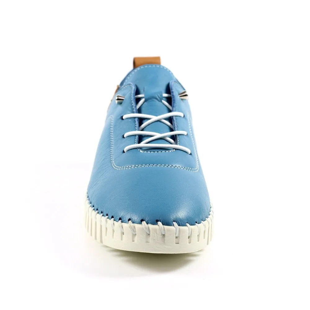 Ladies Soft Mid Blue Leather Shoes Flamborough Plimsoles Lunar Shoes sale