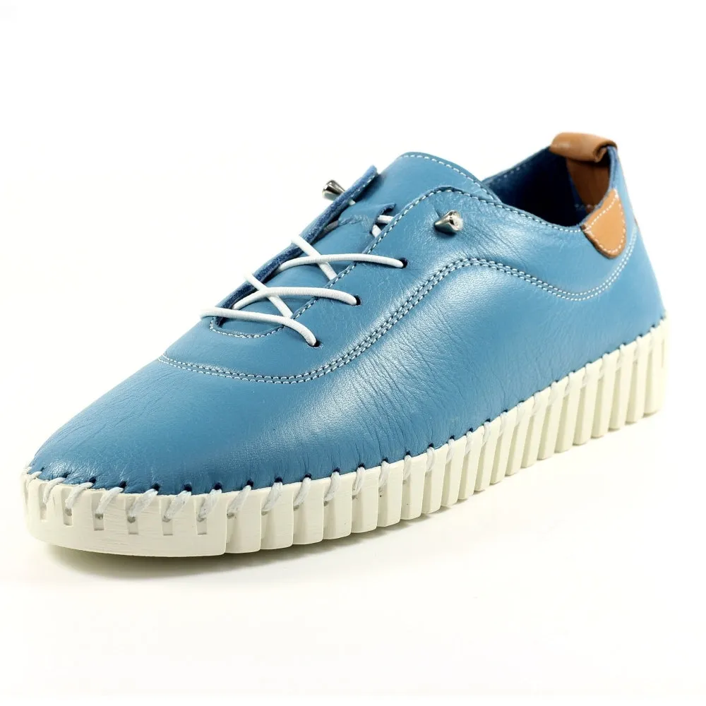 Ladies Soft Mid Blue Leather Shoes Flamborough Plimsoles Lunar Shoes sale