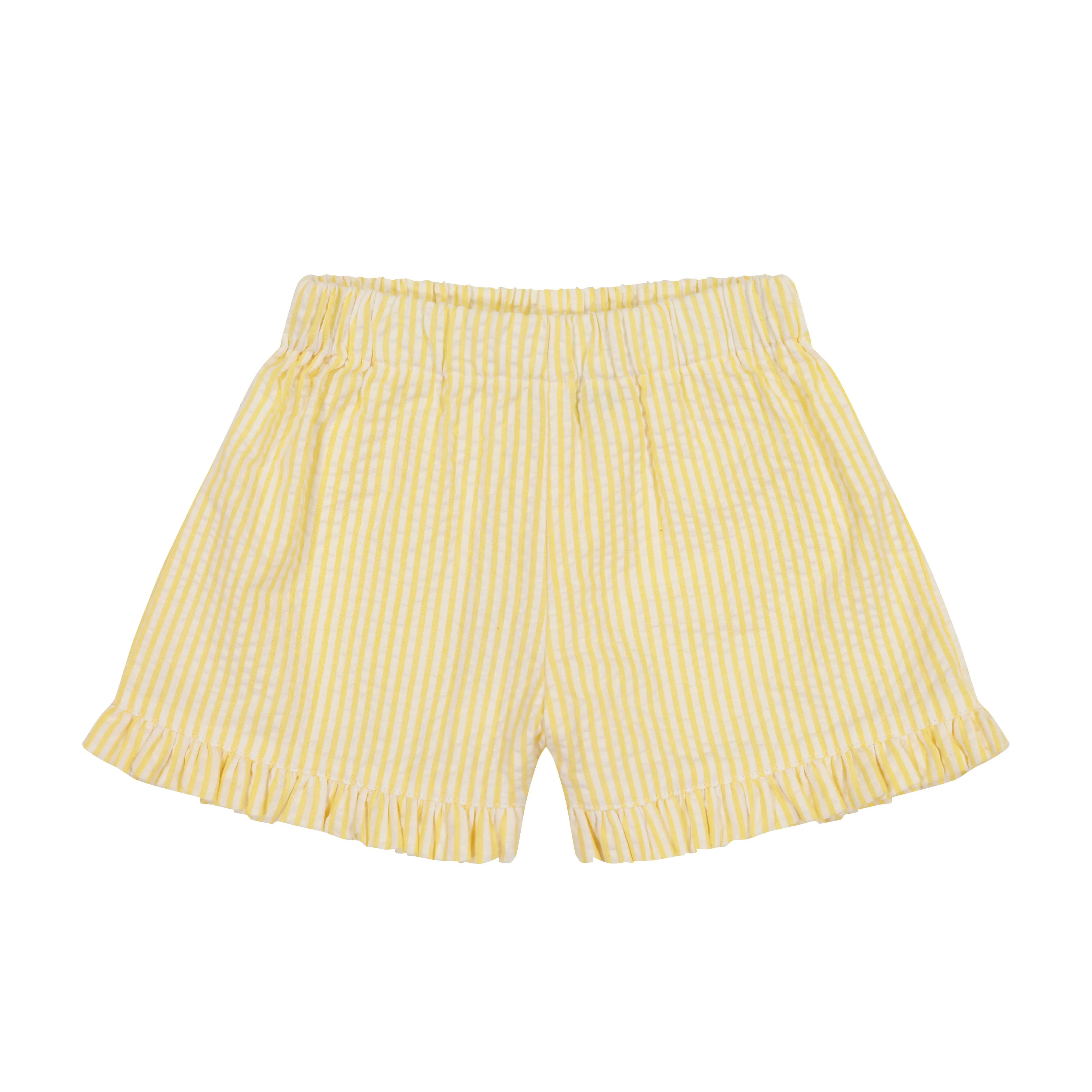 Lee Lee Ruffle Shorts Yellow Seersucker Stripe