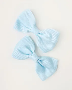 Light Blue Bow Clip Set