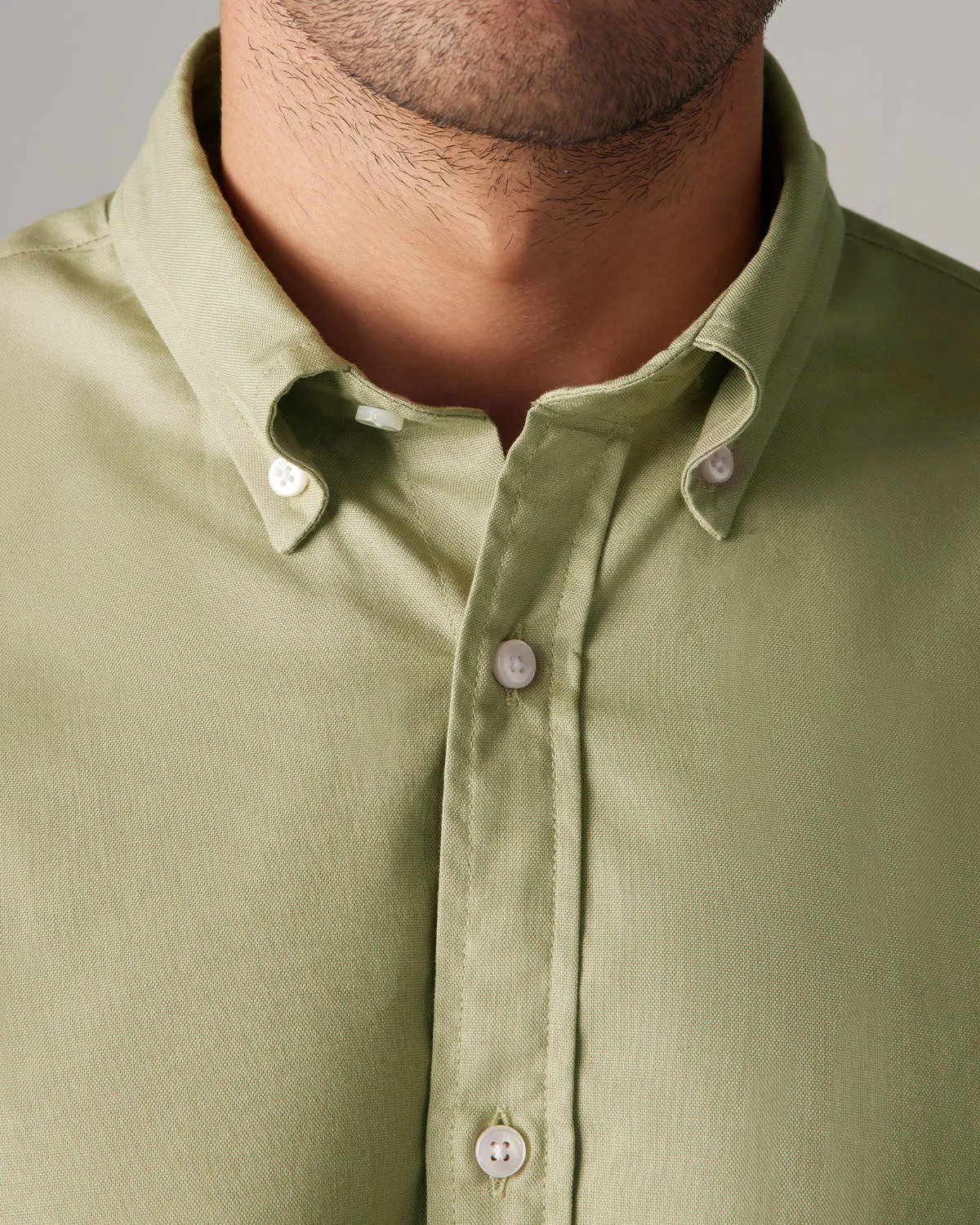 Light Olive Washed Oxford Shirt