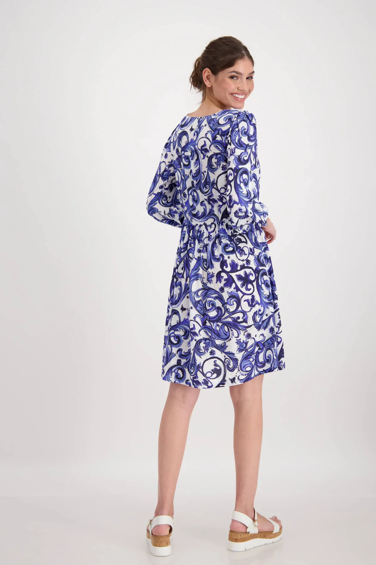 Light Summer Paisley Dress -Deep Breeze Blue