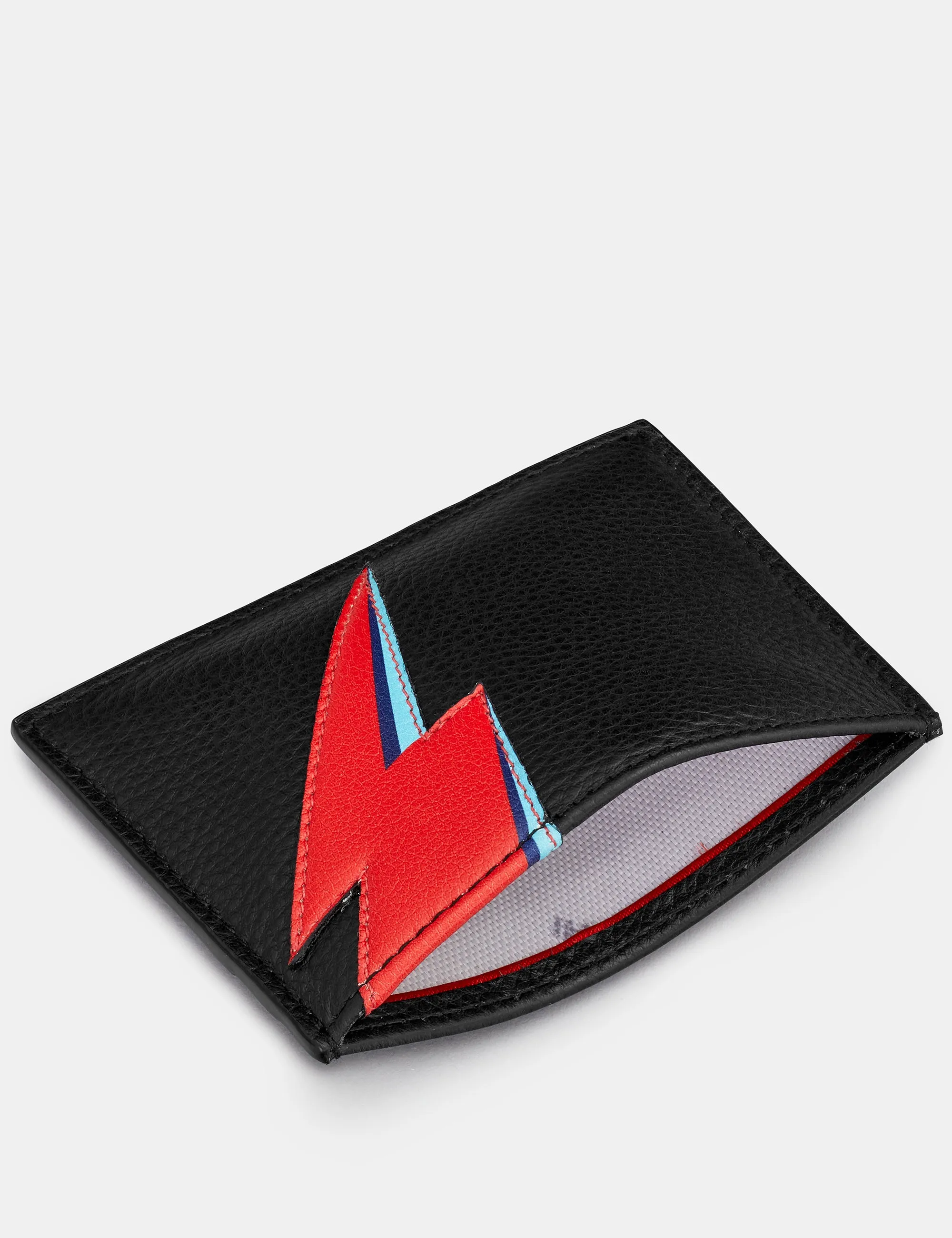 Lightning Bolt Black Leather Academy Card Holder