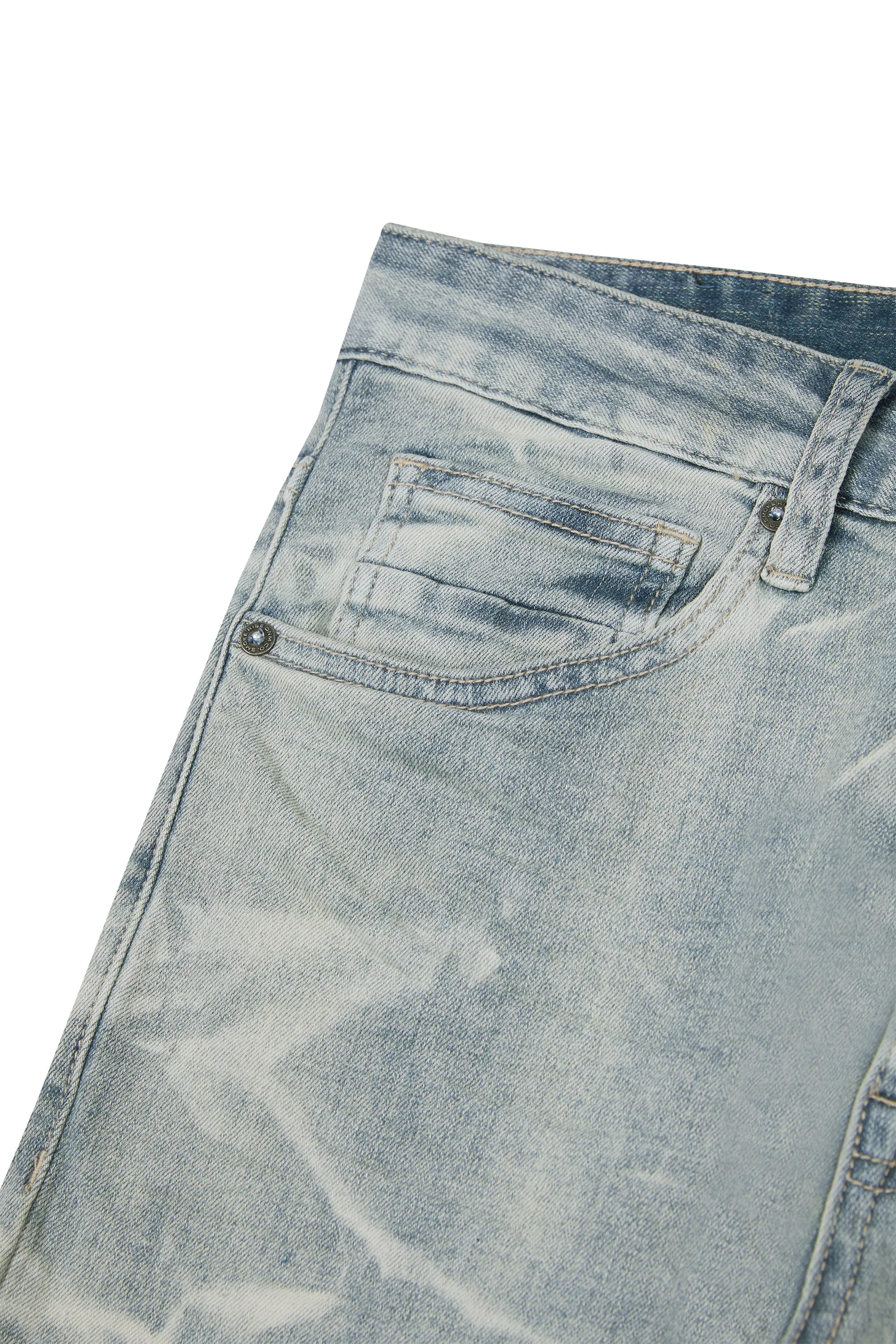 Lightning Effect Jeans - Industrial Blue