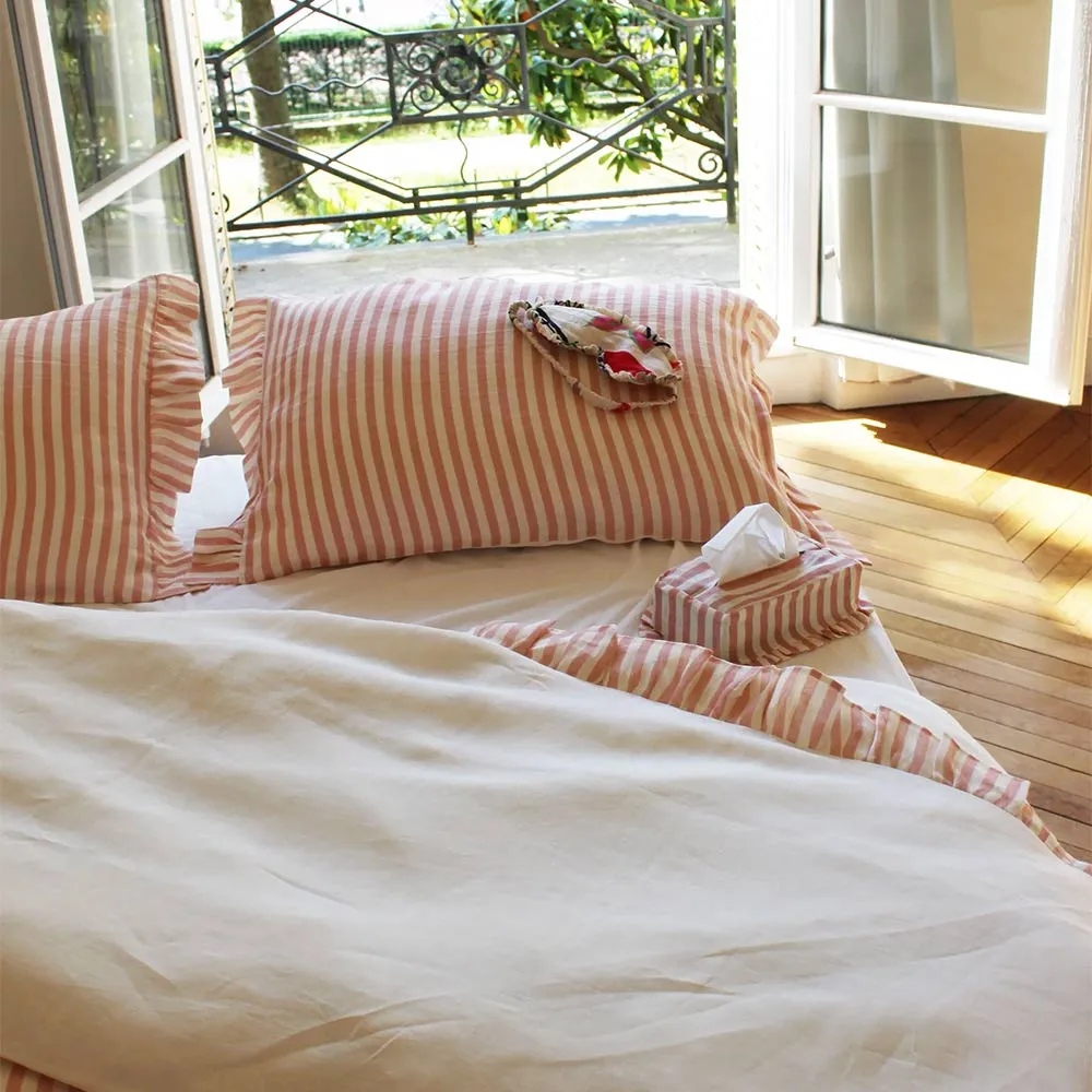 Linen Pillow Cover Set - Blush Stripe