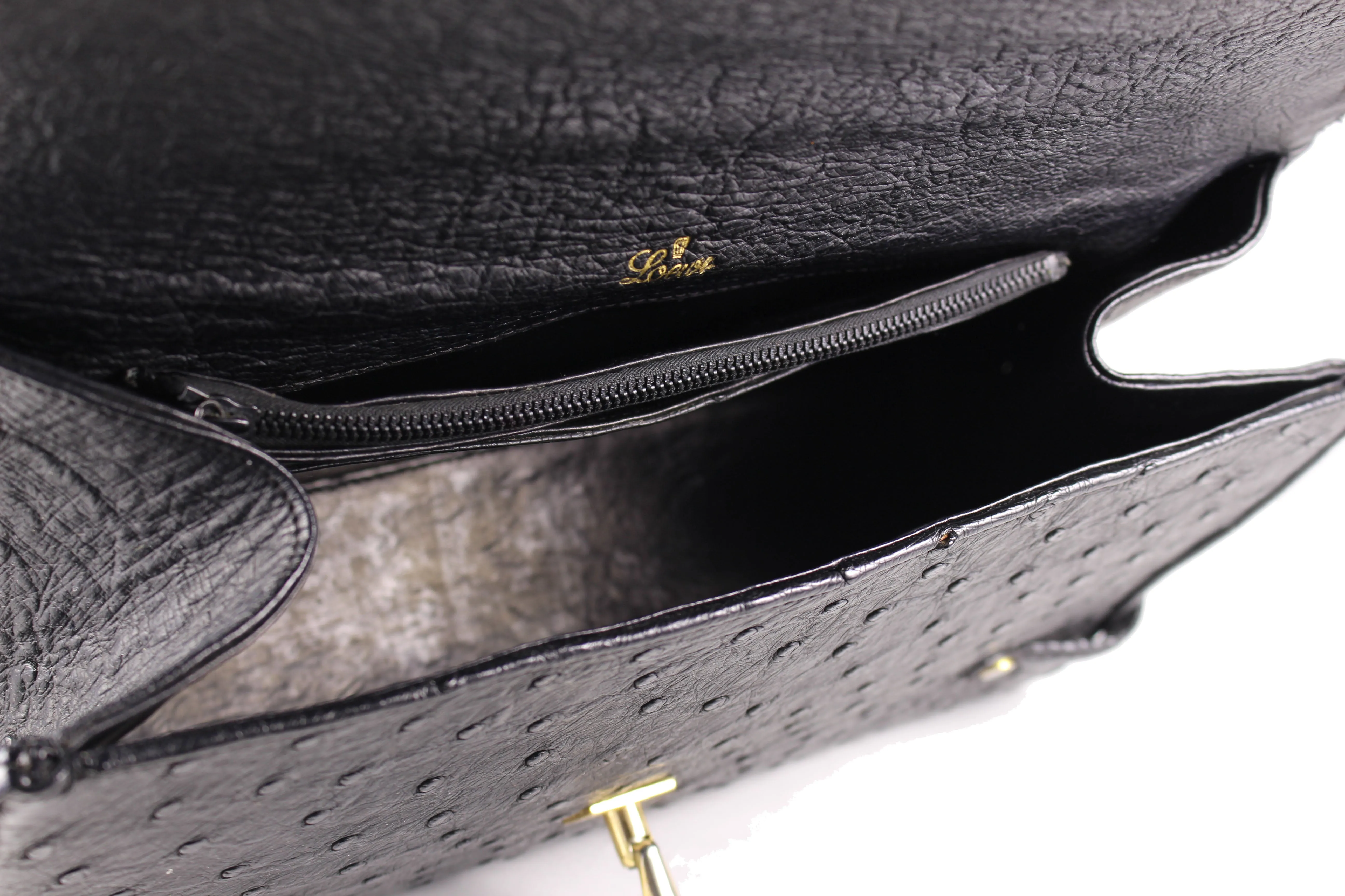 LOEWE black ostrich skin handbag