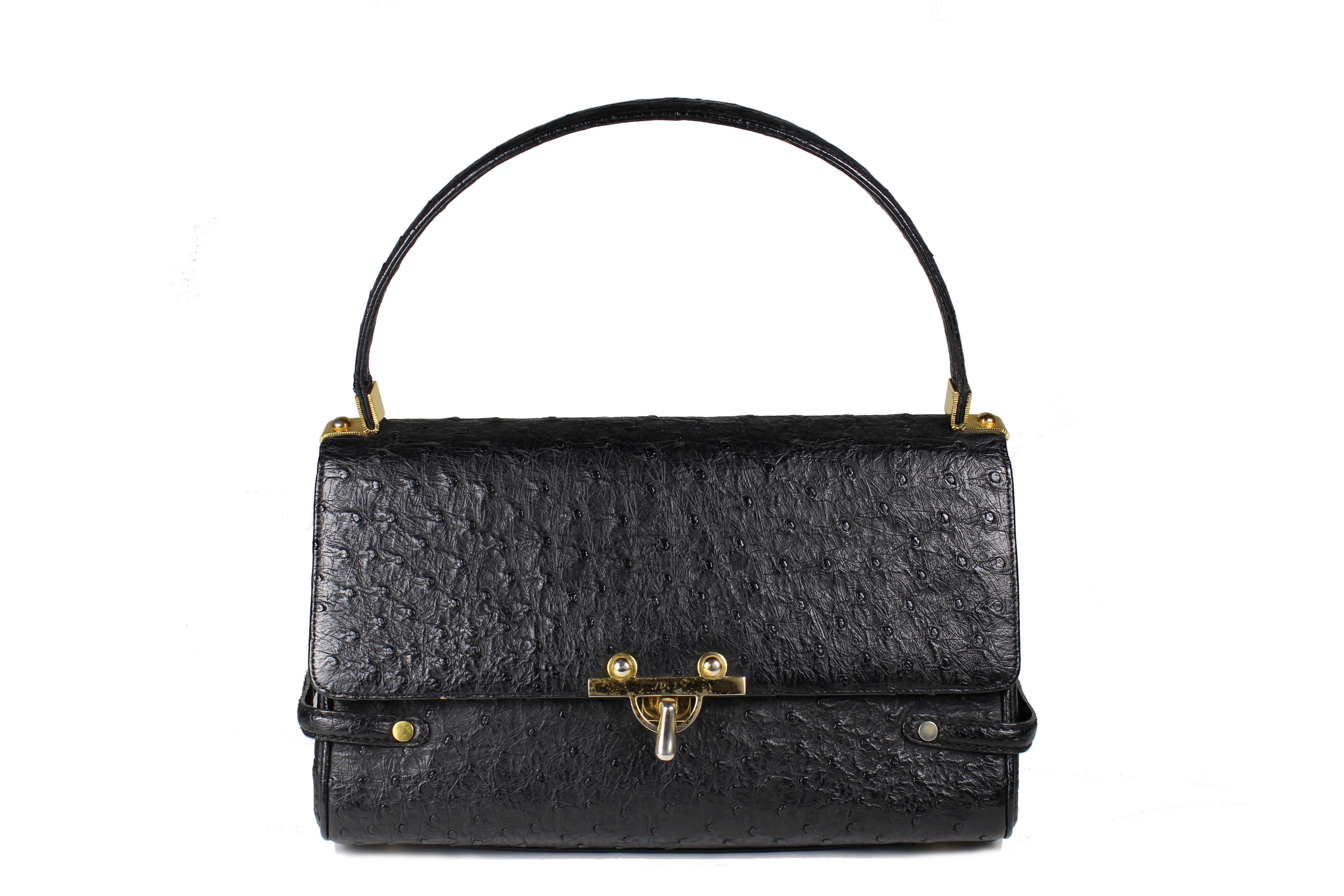 LOEWE black ostrich skin handbag