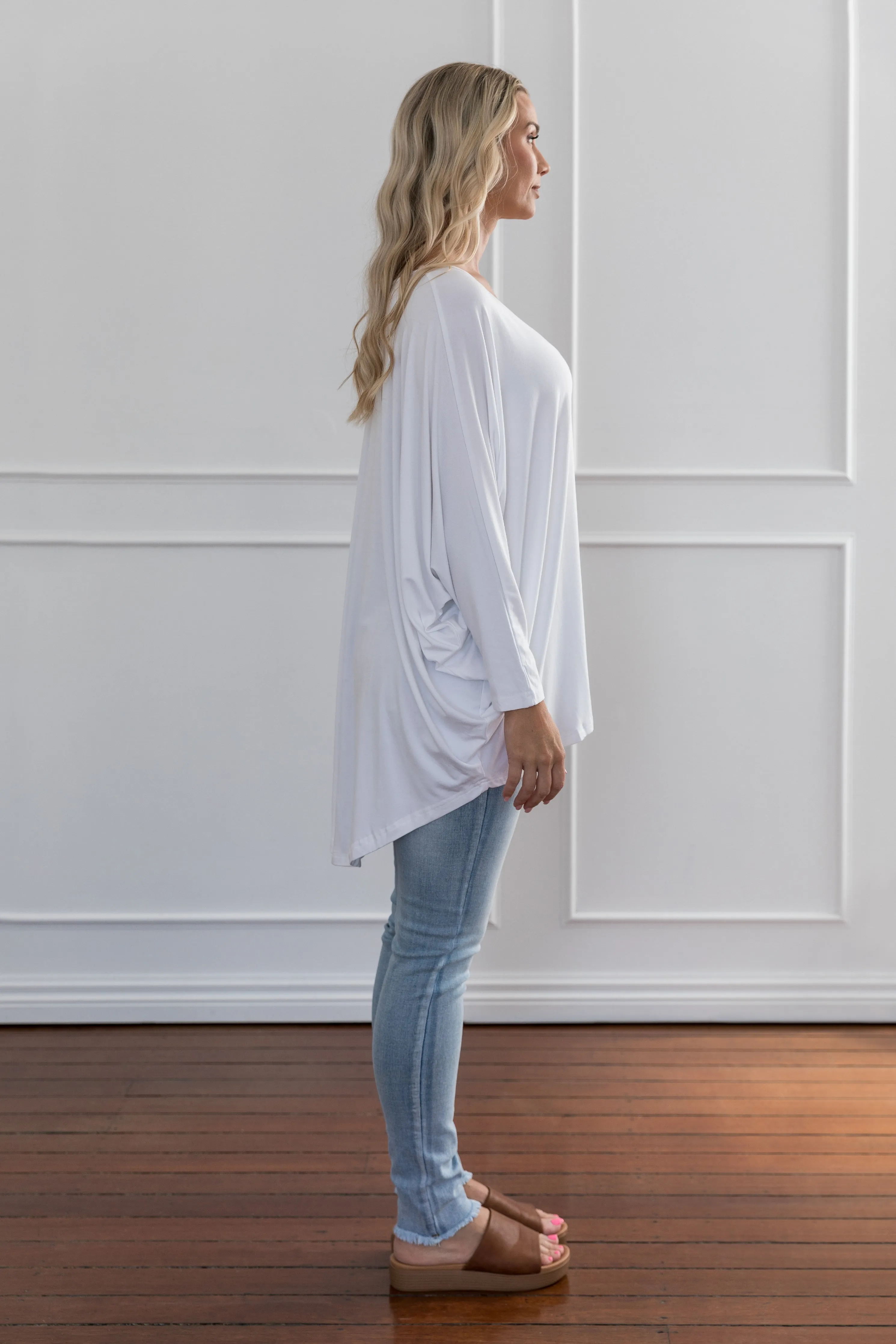 Long Sleeve Hi-Low Miracle Top in White