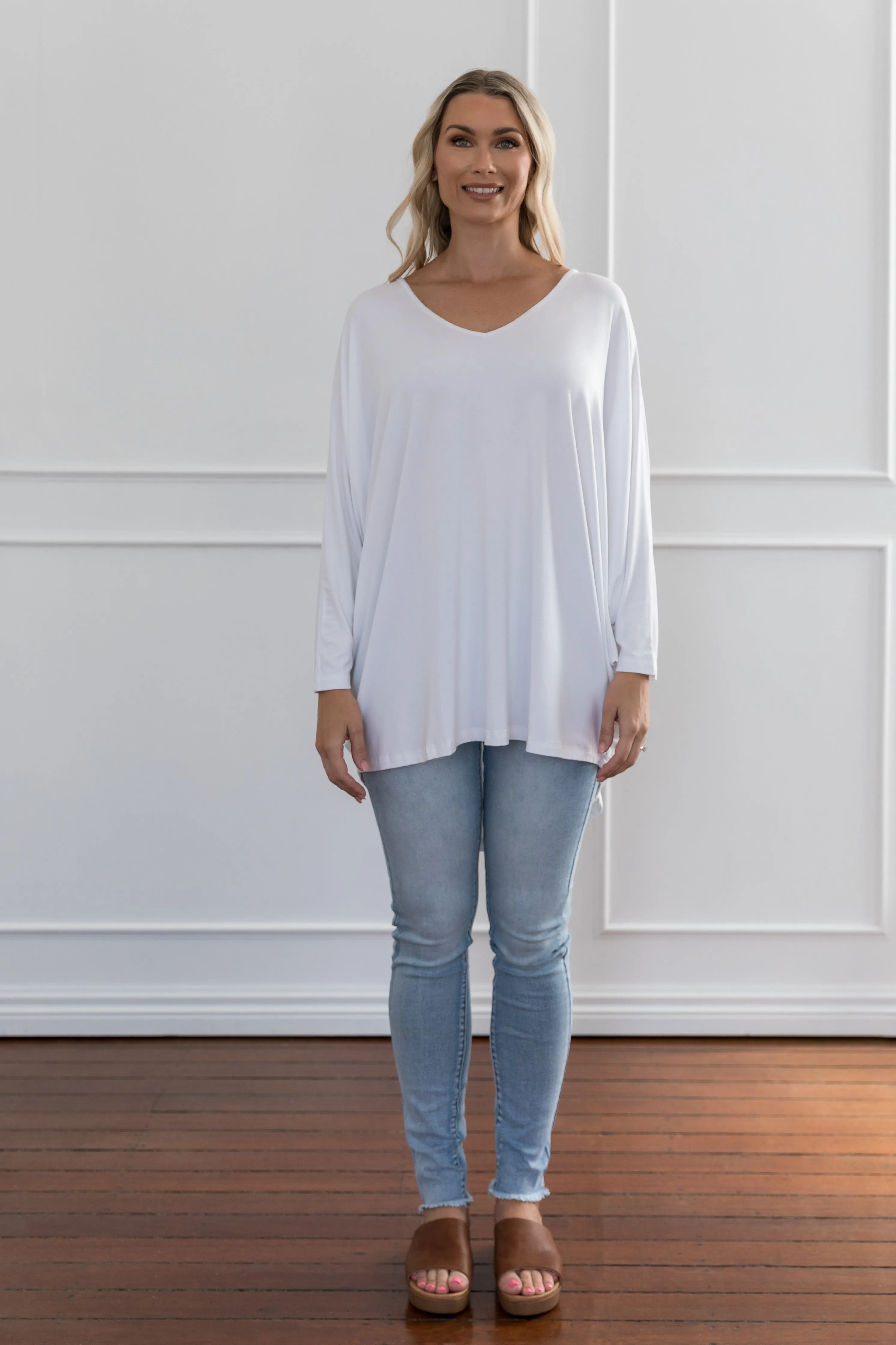 Long Sleeve Hi-Low Miracle Top in White