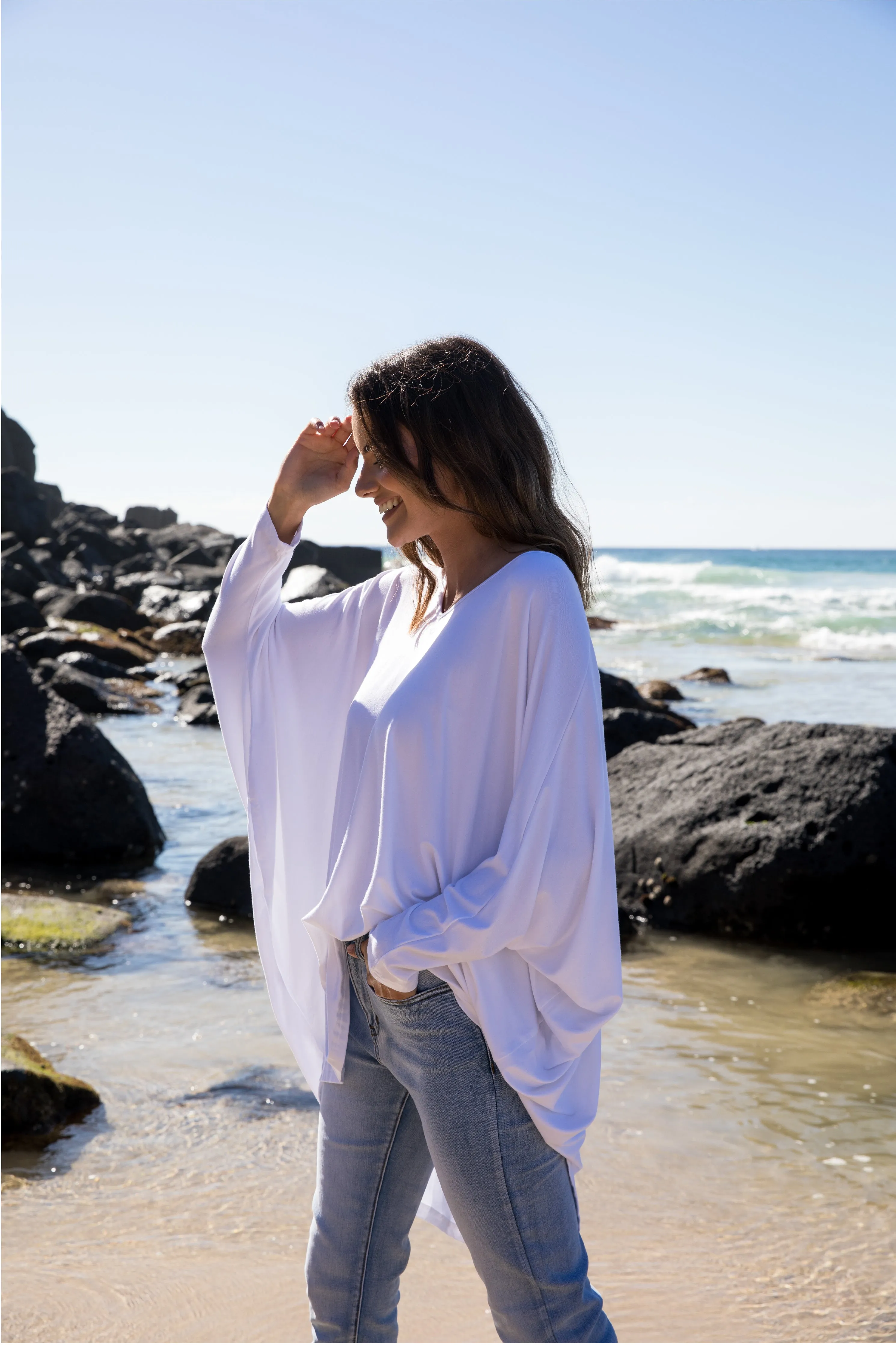 Long Sleeve Hi-Low Miracle Top in White