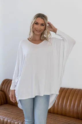 Long Sleeve Hi-Low Miracle Top in White