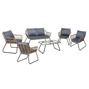 Lugano (6 Piece) Patio Rattan Sofa Seating Set With Cushions