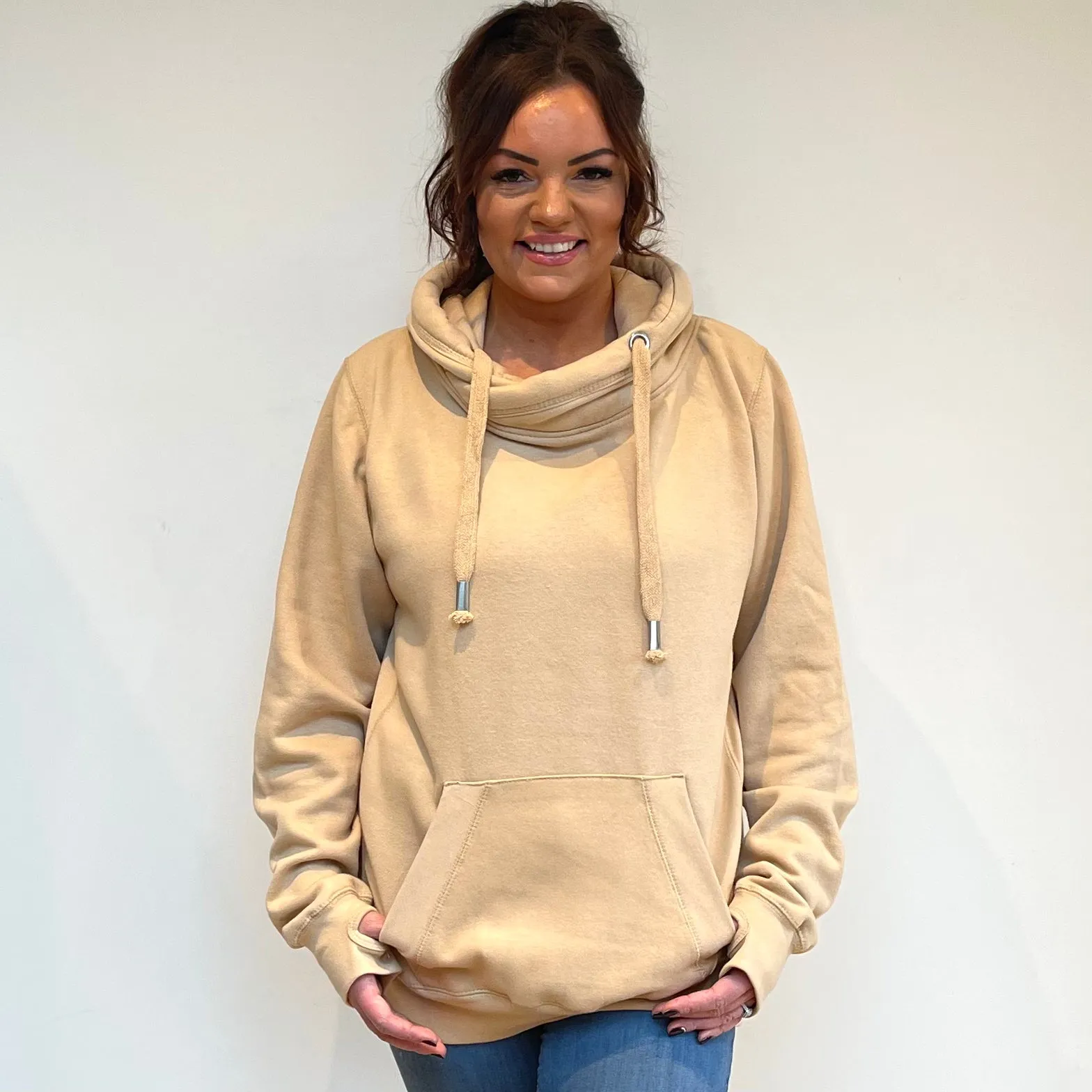 Luxury Cowl Neck Hoodie - Latte