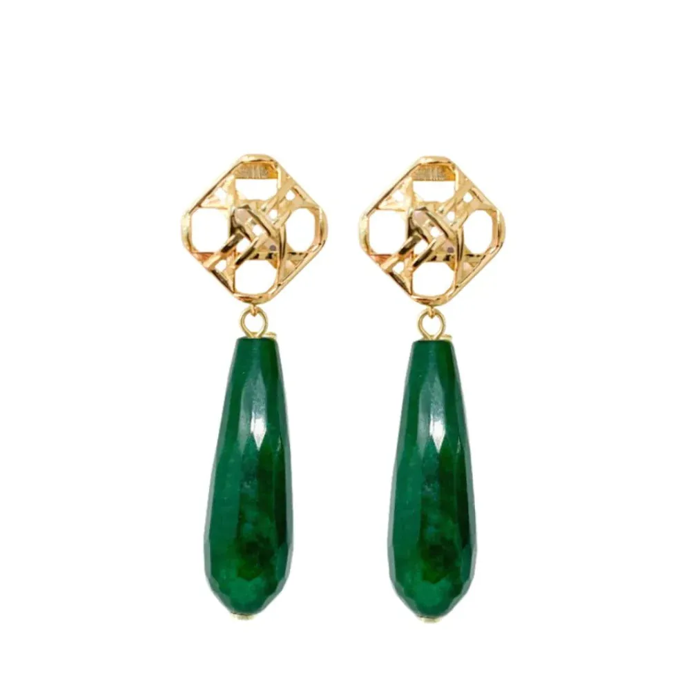 M. Donohue Avingnon Wicker Gold Earrings - (blue or emerald)