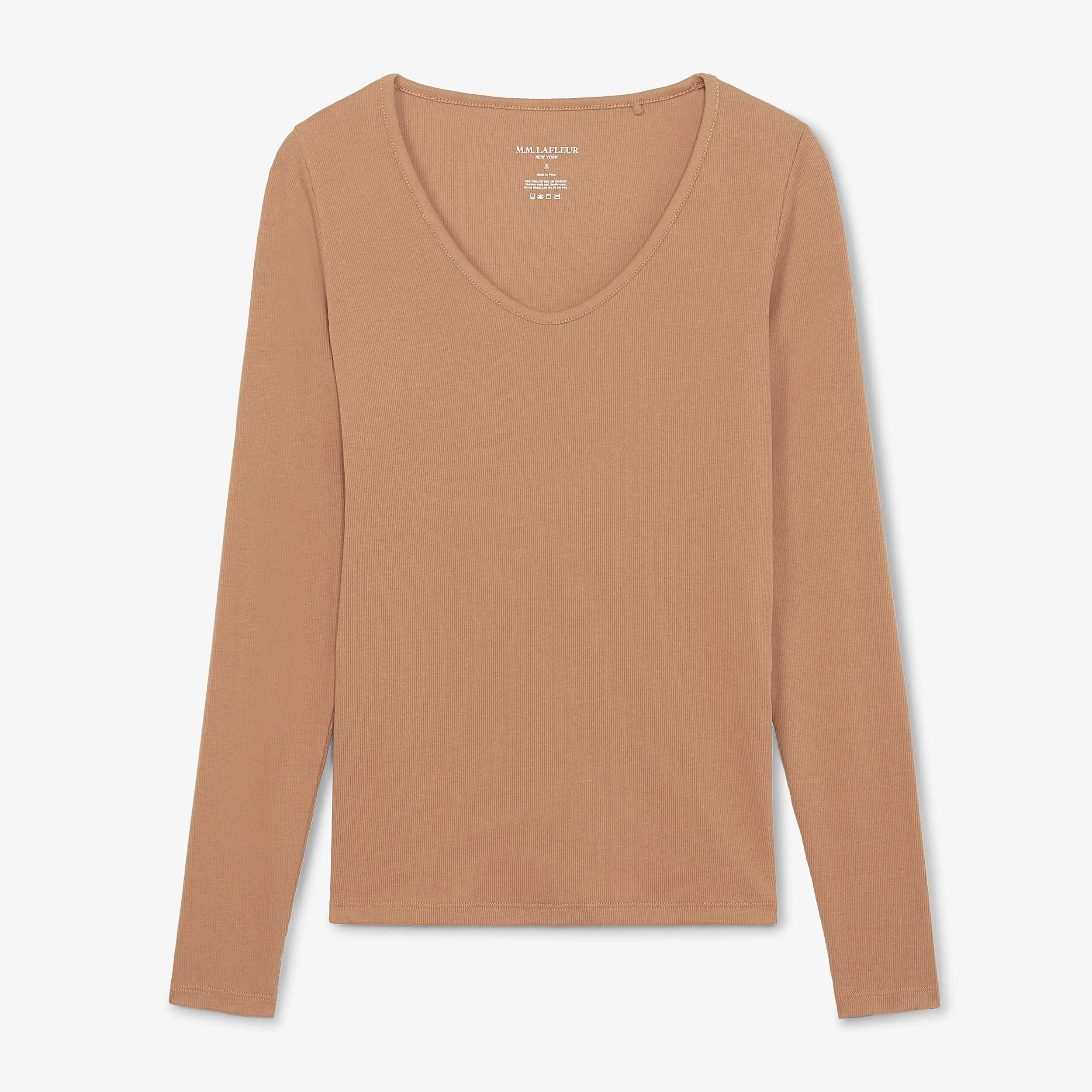 Marcia T-Shirt - Ribbed Pima Cotton :: Camel