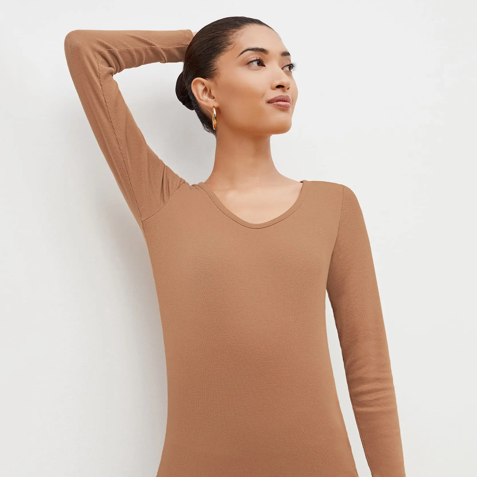 Marcia T-Shirt - Ribbed Pima Cotton :: Camel