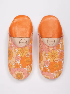 Margot Floral Babouche Slippers, Tangerine